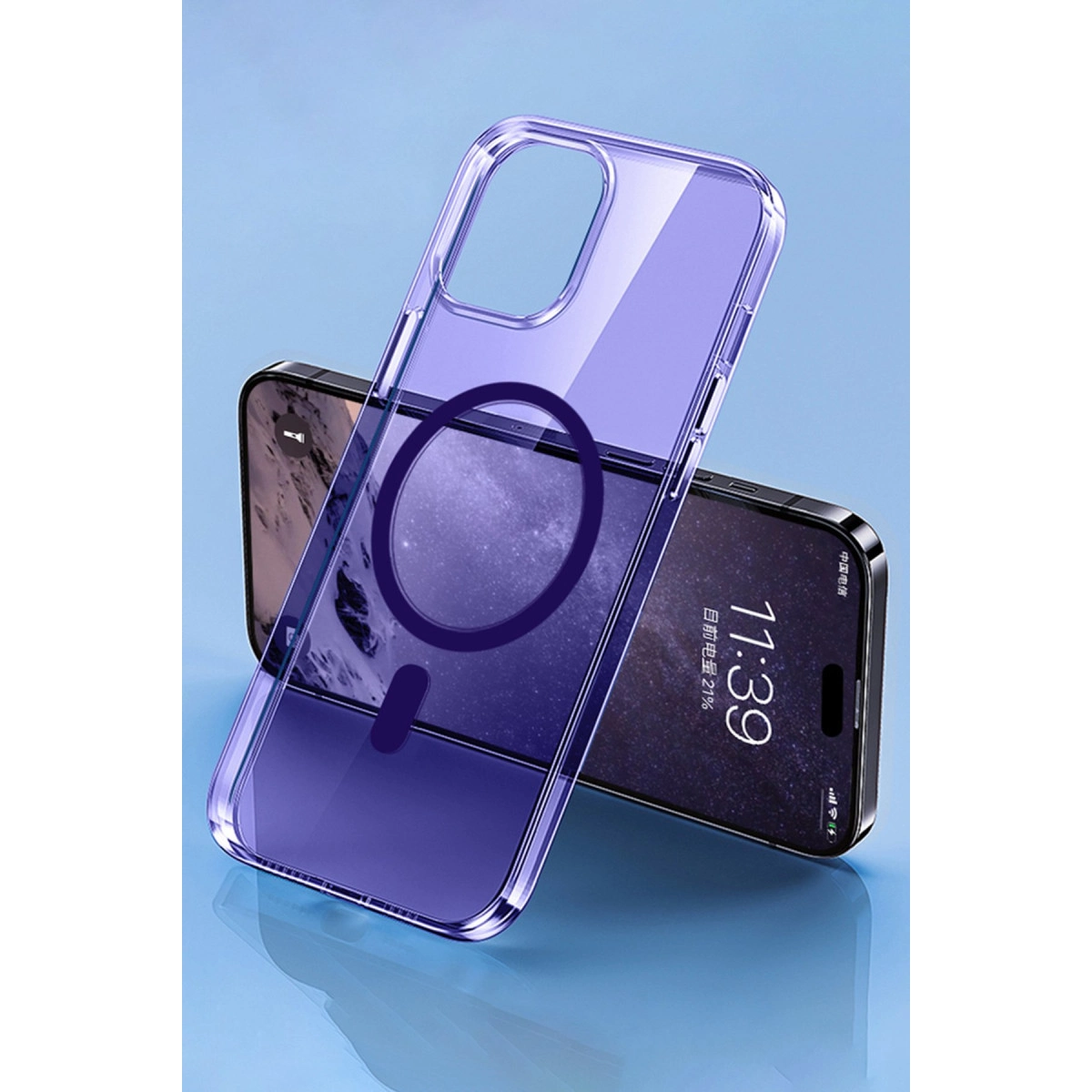 NEWFACE iPhone 14 Pro Uyumlu Tron  Magsafe Kapak Telefon Kılıfı Derin Mor