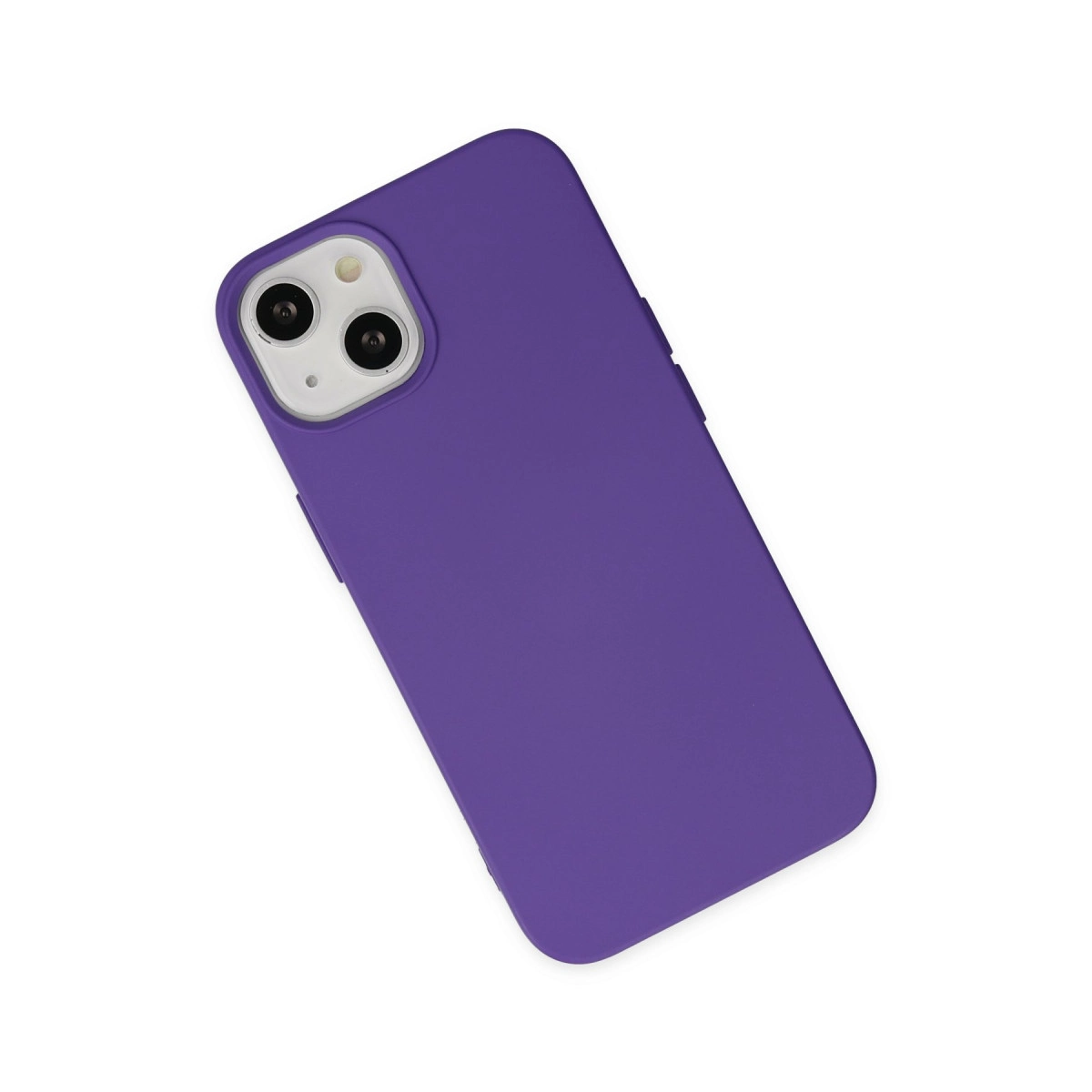 iPhone için kamera kesimli mor telefon kılıfı.