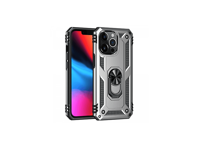 NEWFACE iPhone 14 Pro Uyumlu Sofya Yüzüklü Silikon Kapak Telefon Kılıfı Gümüş