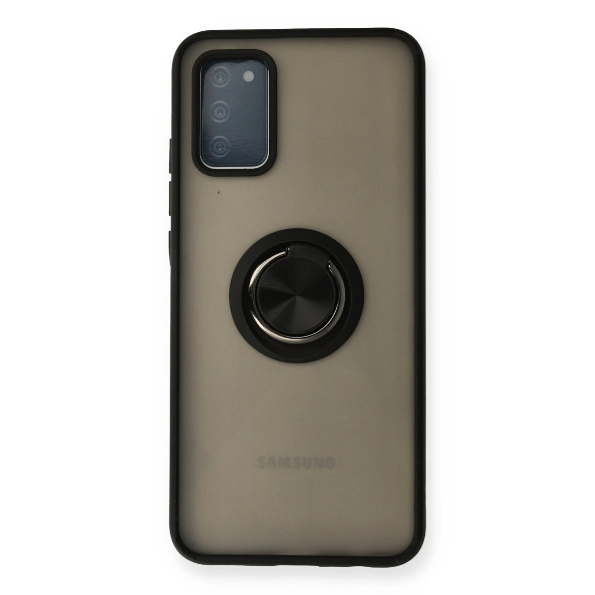 NEWFACE Samsung Galaxy A02s Uyumlu Montreal Yüzüklü Silikon Kapak Telefon Kılıfı Siyah
