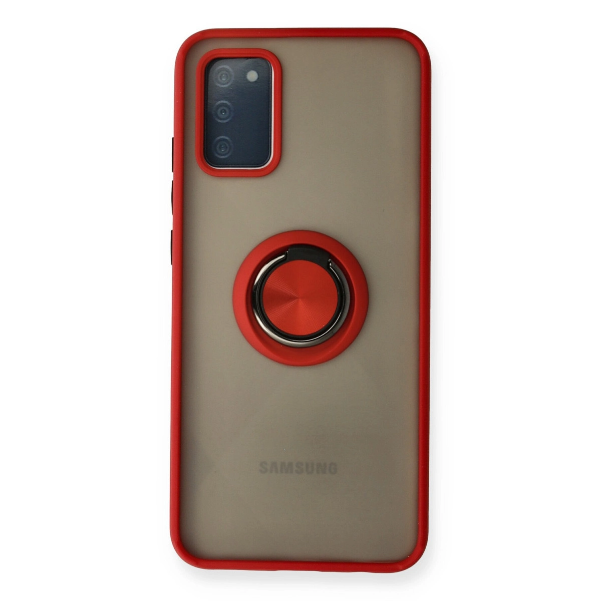 NEWFACE Samsung Galaxy A02s Uyumlu Montreal Yüzüklü Silikon Kapak Telefon Kılıfı Kırmızı