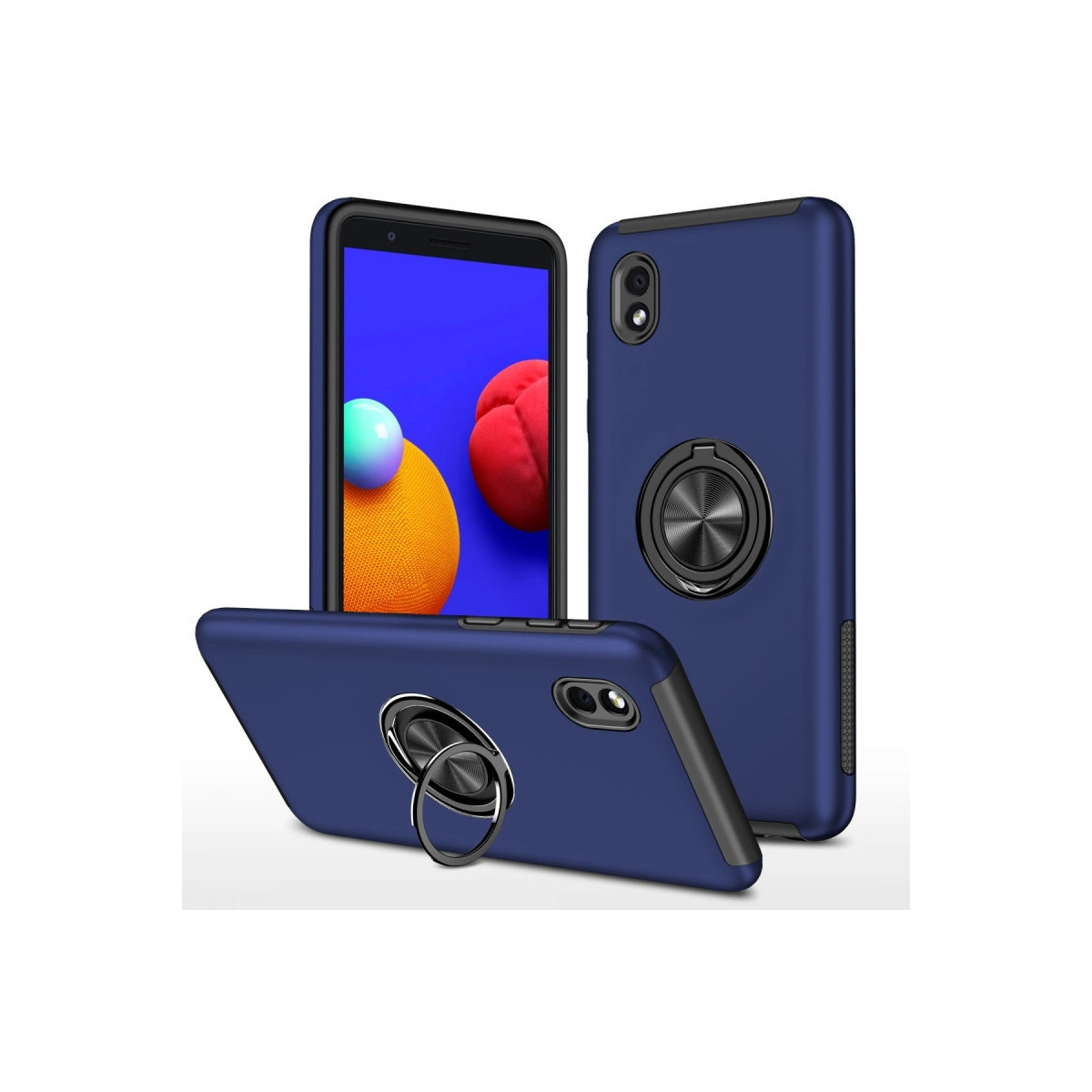 NEWFACE Samsung Galaxy A01 Core Uyumlu Elit Yüzüklü Kapak Telefon Kılıfı Lacivert