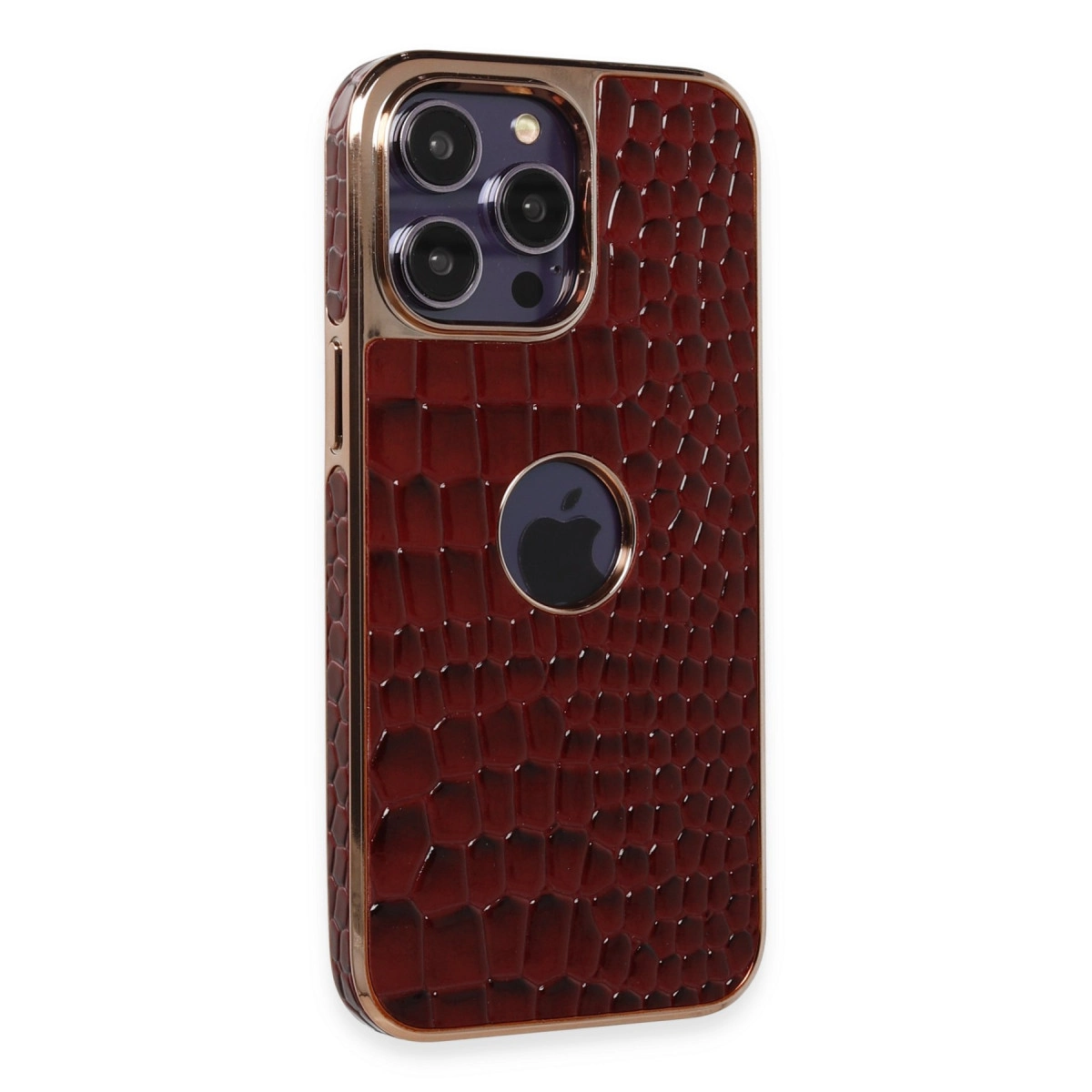 NEWFACE iPhone 14 Pro Uyumlu Snake Kapak Telefon Kılıfı Bordo