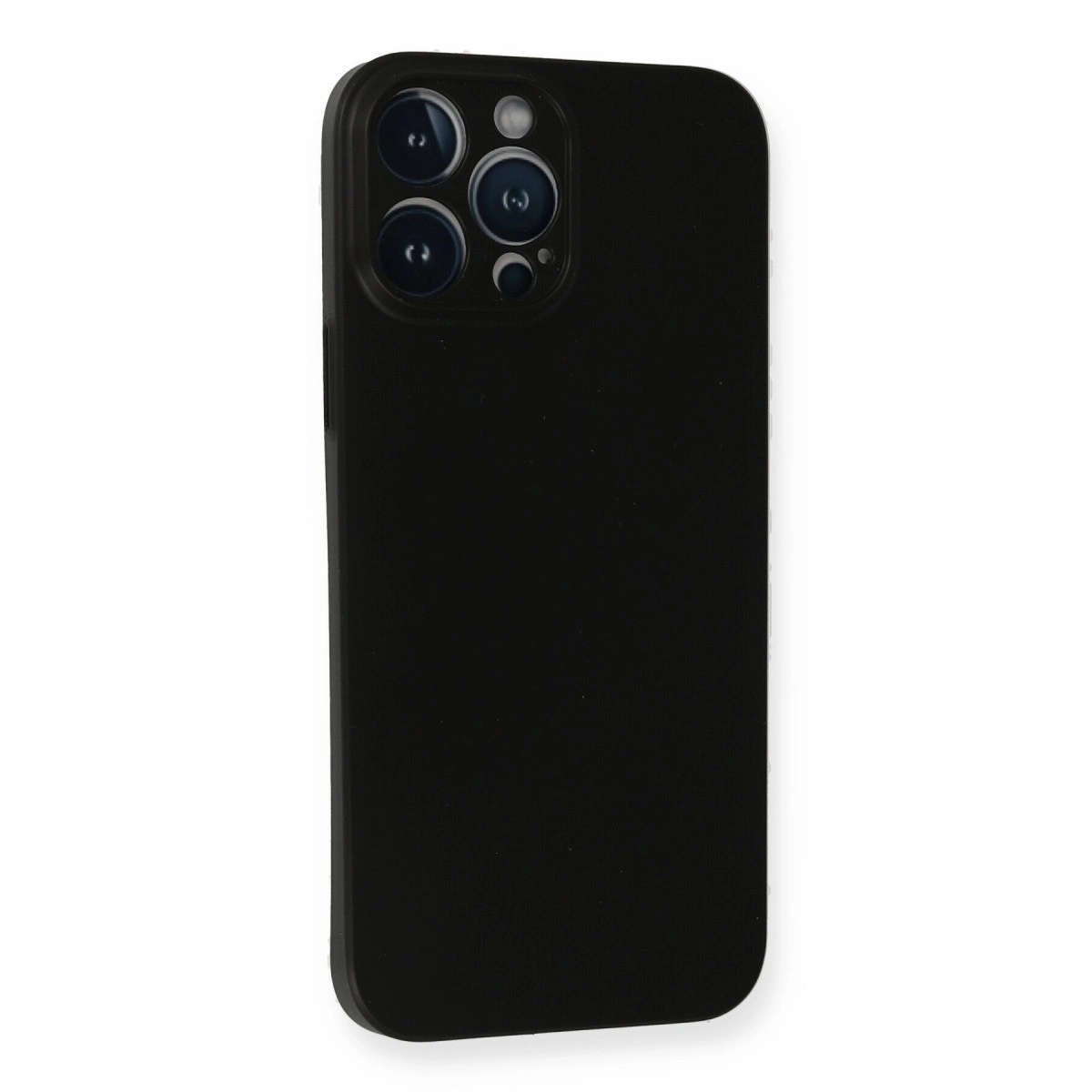 Sol üstte dört kamera lensli siyah telefon kılıfı.