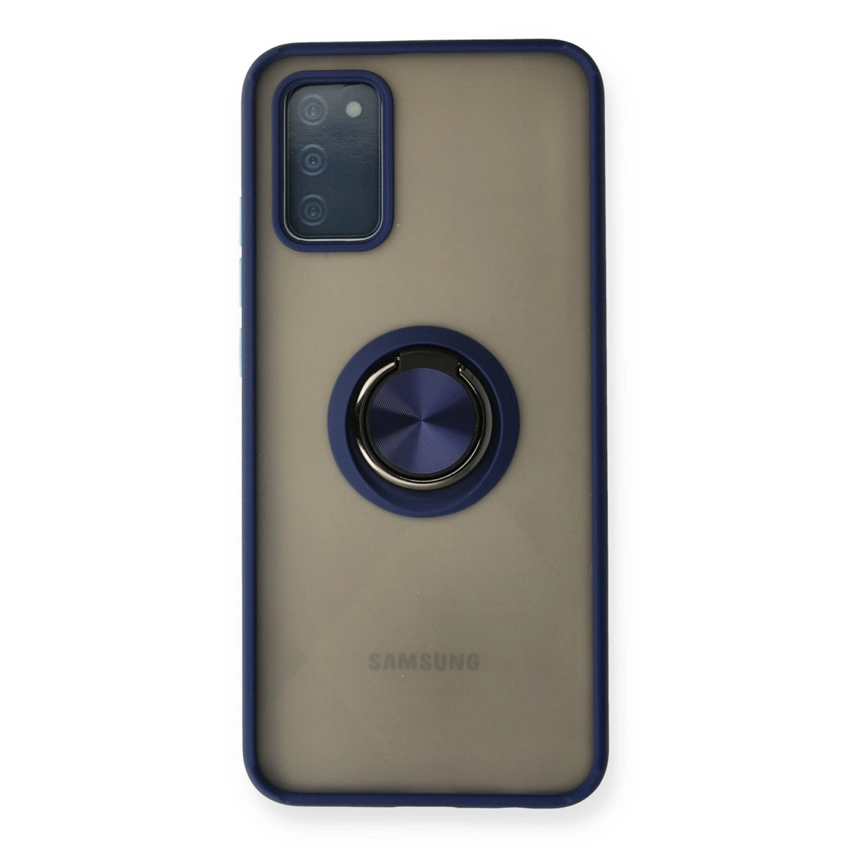 NEWFACE Samsung Galaxy A02s Uyumlu Montreal Yüzüklü Silikon Kapak Telefon Kılıfı Lacivert