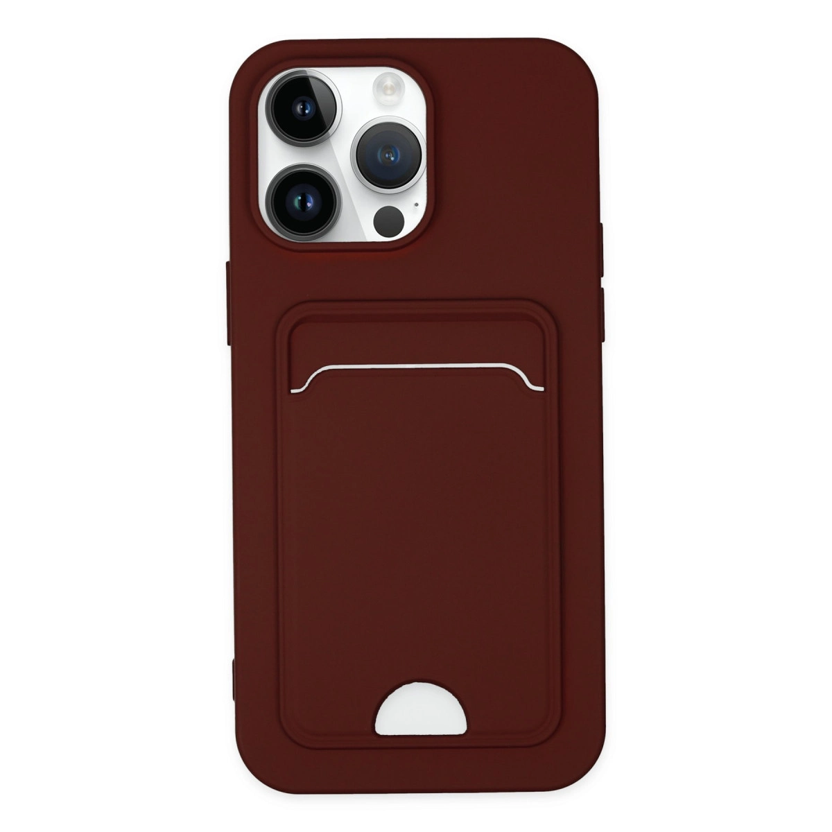 NEWFACE iPhone 14 Pro Uyumlu Kelvin Kartvizitli Silikon Telefon Kılıfı Bordo