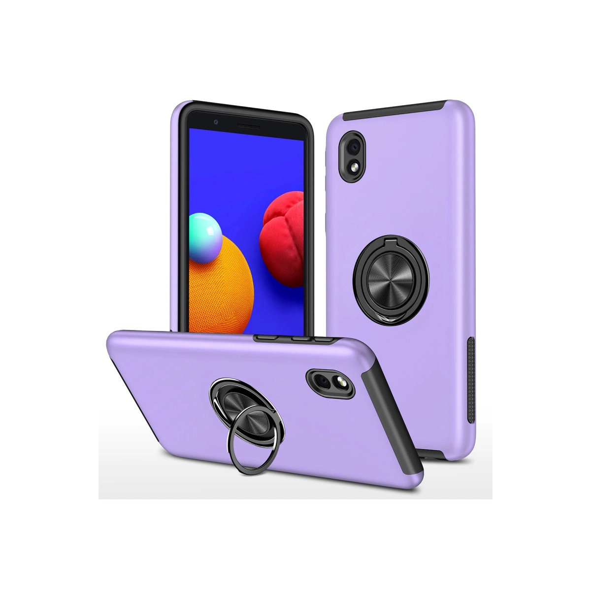 NEWFACE Samsung Galaxy A01 Core Uyumlu Elit Yüzüklü Kapak Telefon Kılıfı Mor