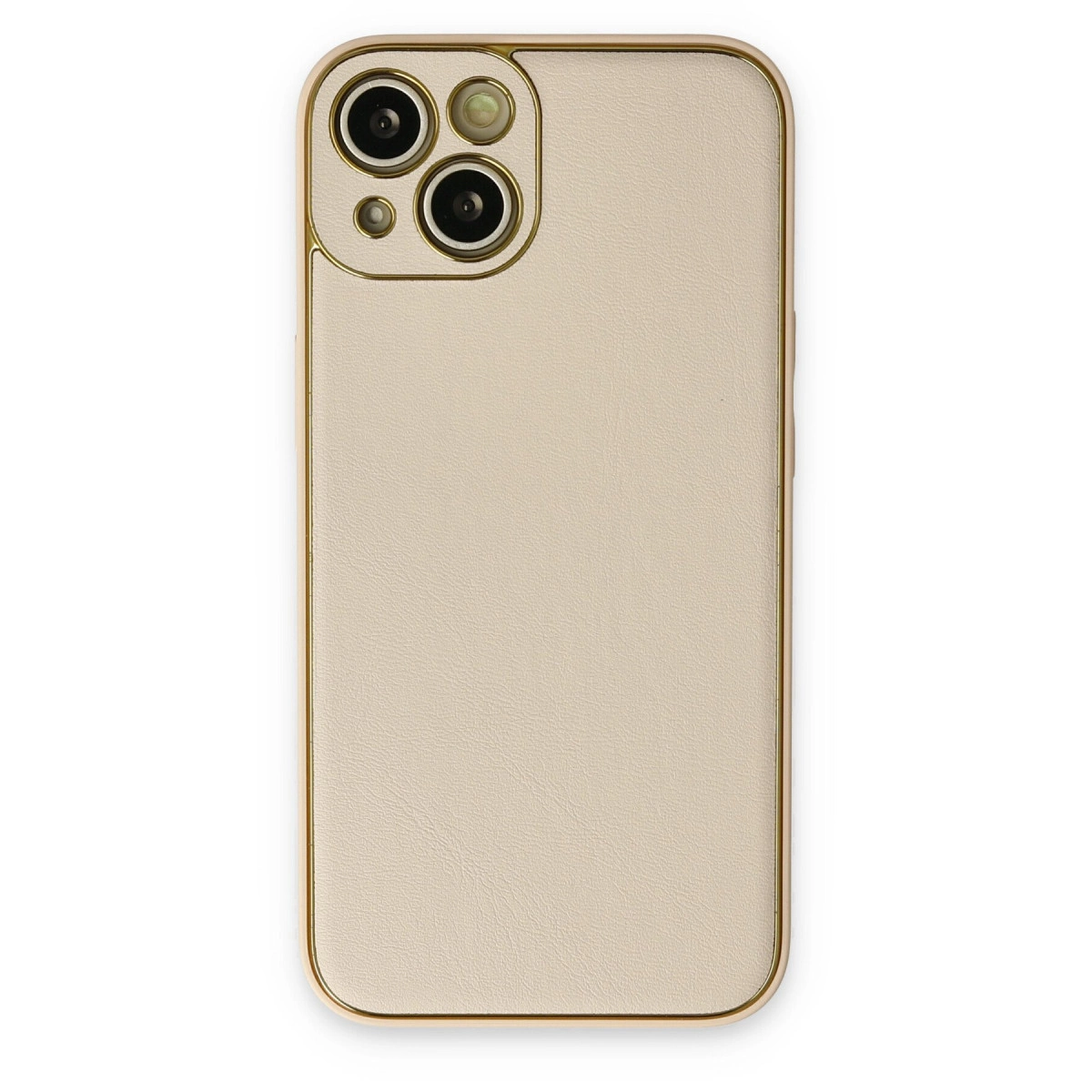 NEWFACE iPhone 14 Plus Uyumlu Coco Deri Silikon Kapak Telefon Kılıfı Gold