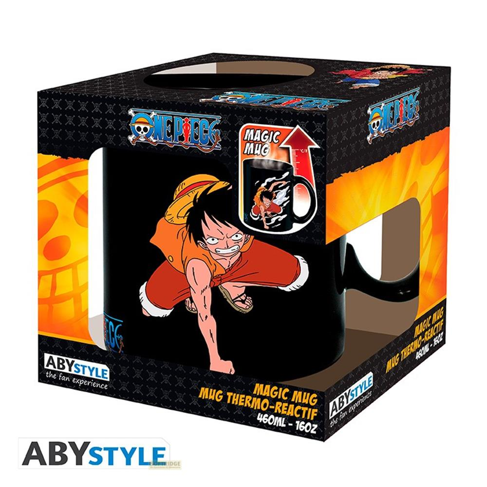 Embalaje de taza mágica de One Piece con Luffy, 460ml.