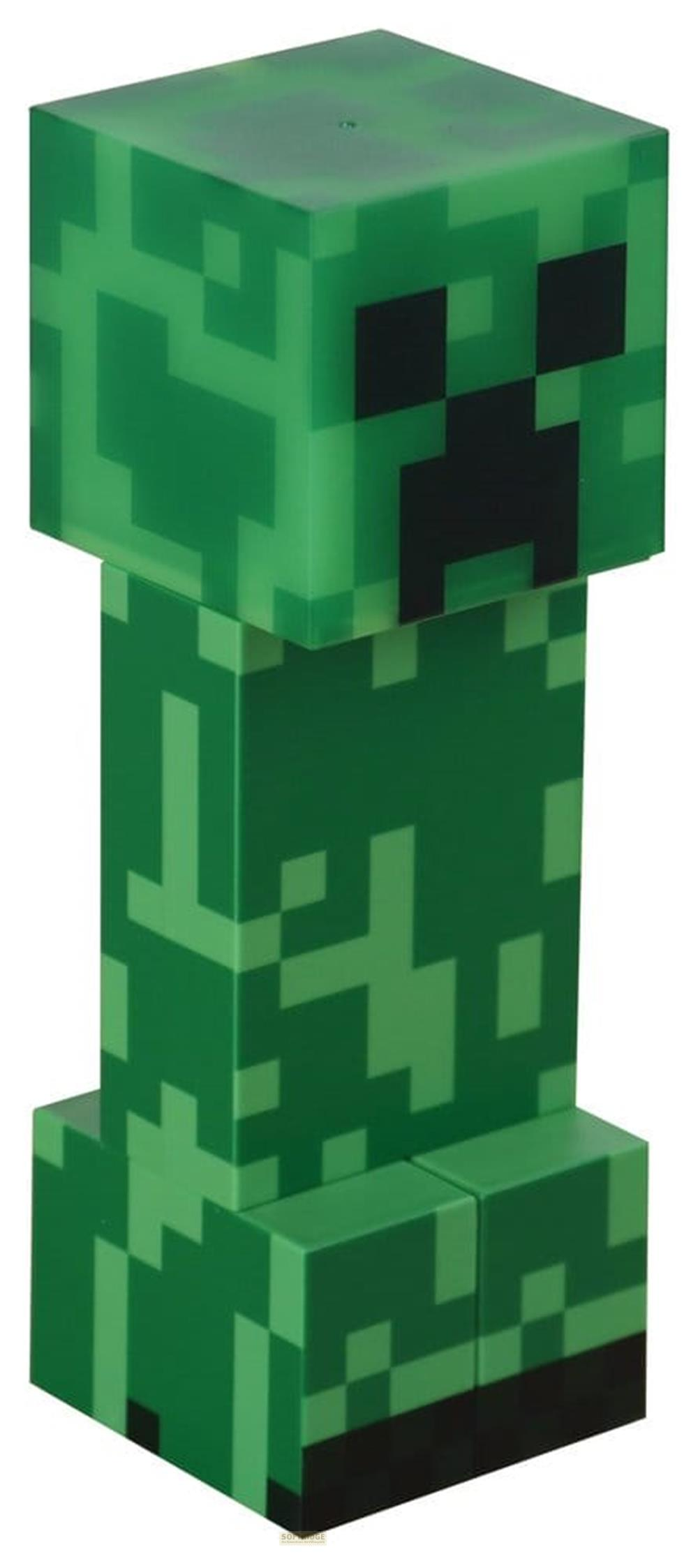 Grüner Minecraft Creeper mit Pixel-Design und schwarzem Gesicht.
