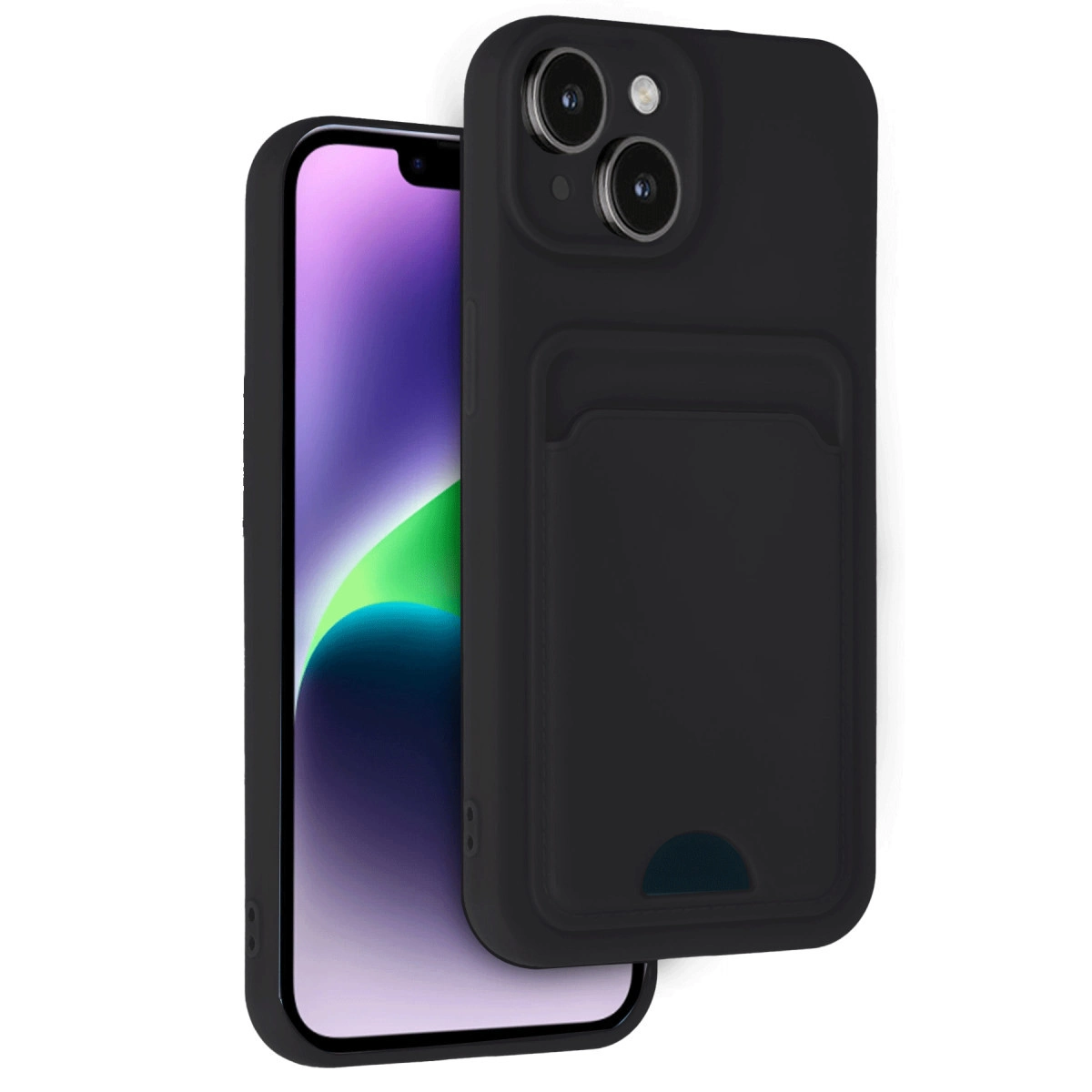 NEWFACE iPhone 14 Uyumlu Kelvin Kartvizitli Silikon Telefon Kılıfı Siyah