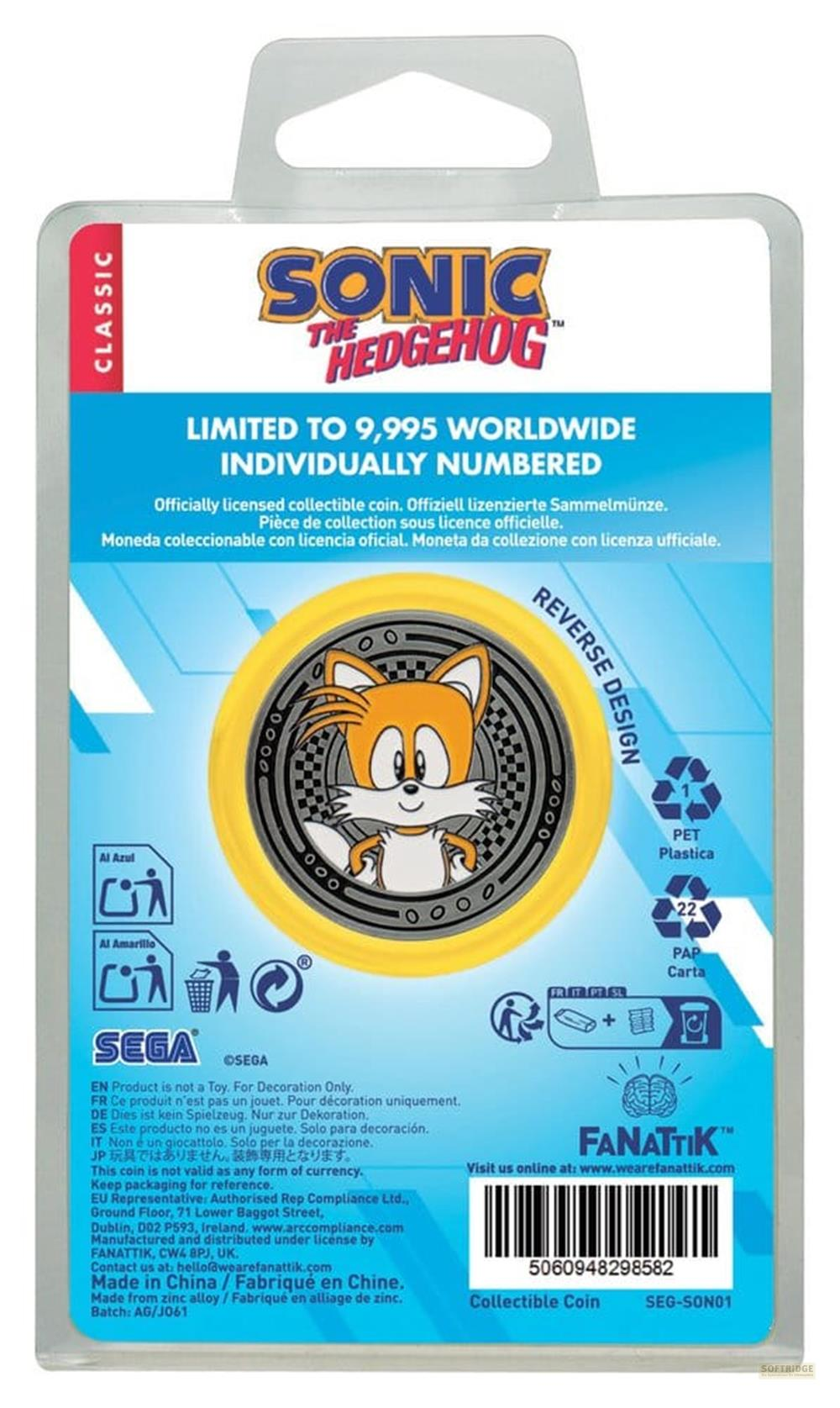 Sonic The Hedgehog Sammlermünze mit Tails, limitiert auf 9.995.