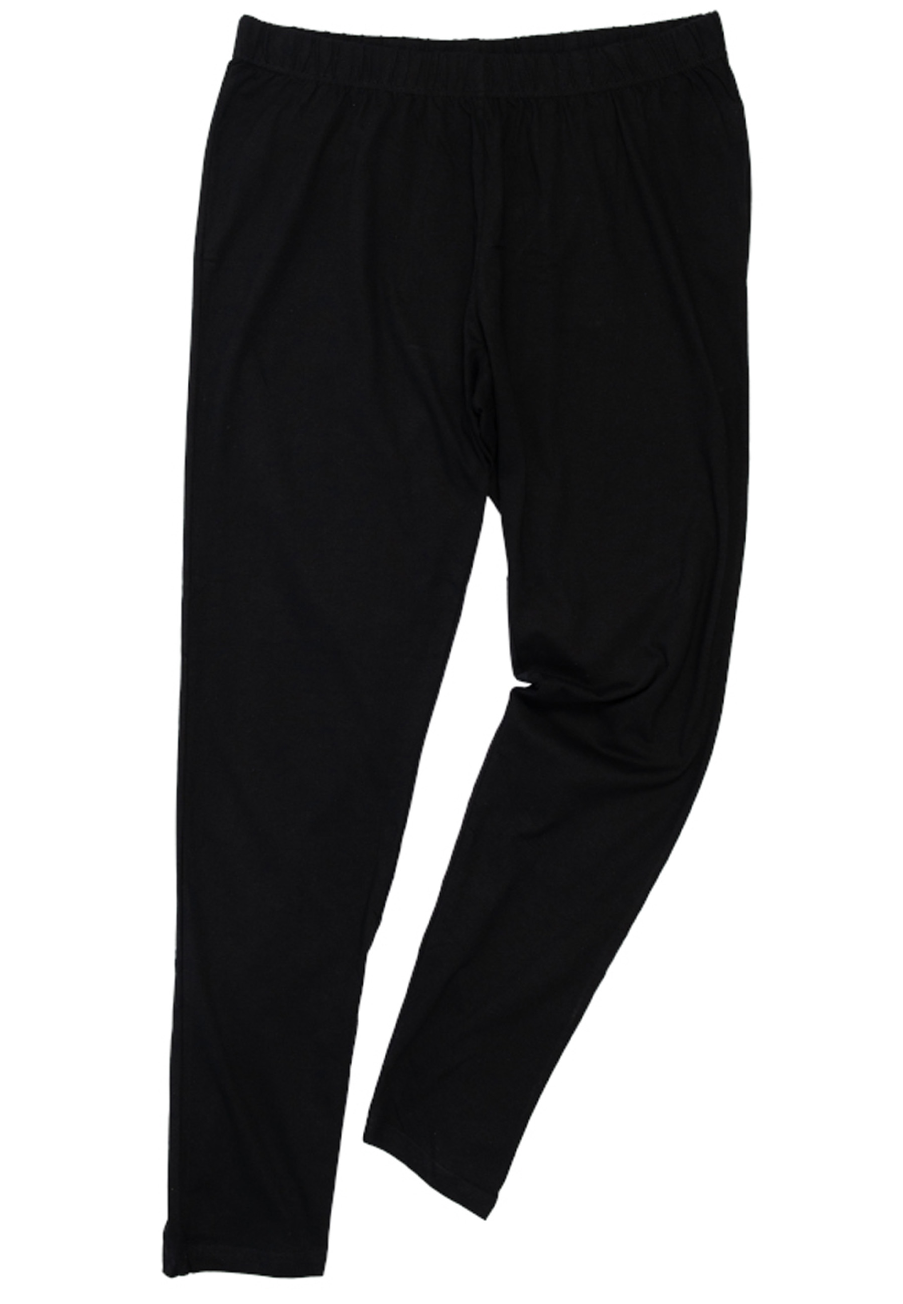 Schwarze Hose mit elastischem Bund, auf weißem Hintergrund.