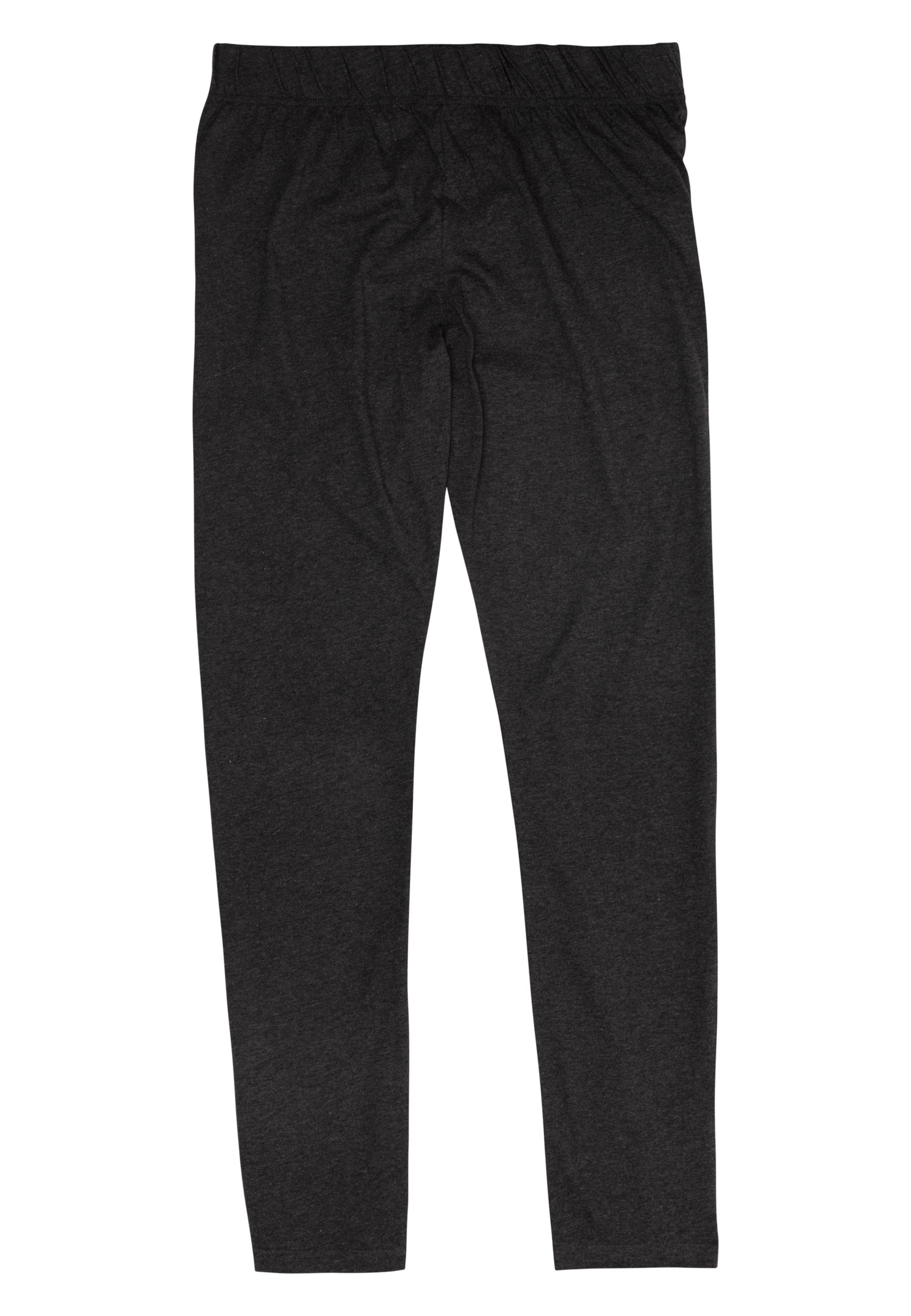 Dunkelgraue Hose mit elastischem Bund, aus weichem Stoff.