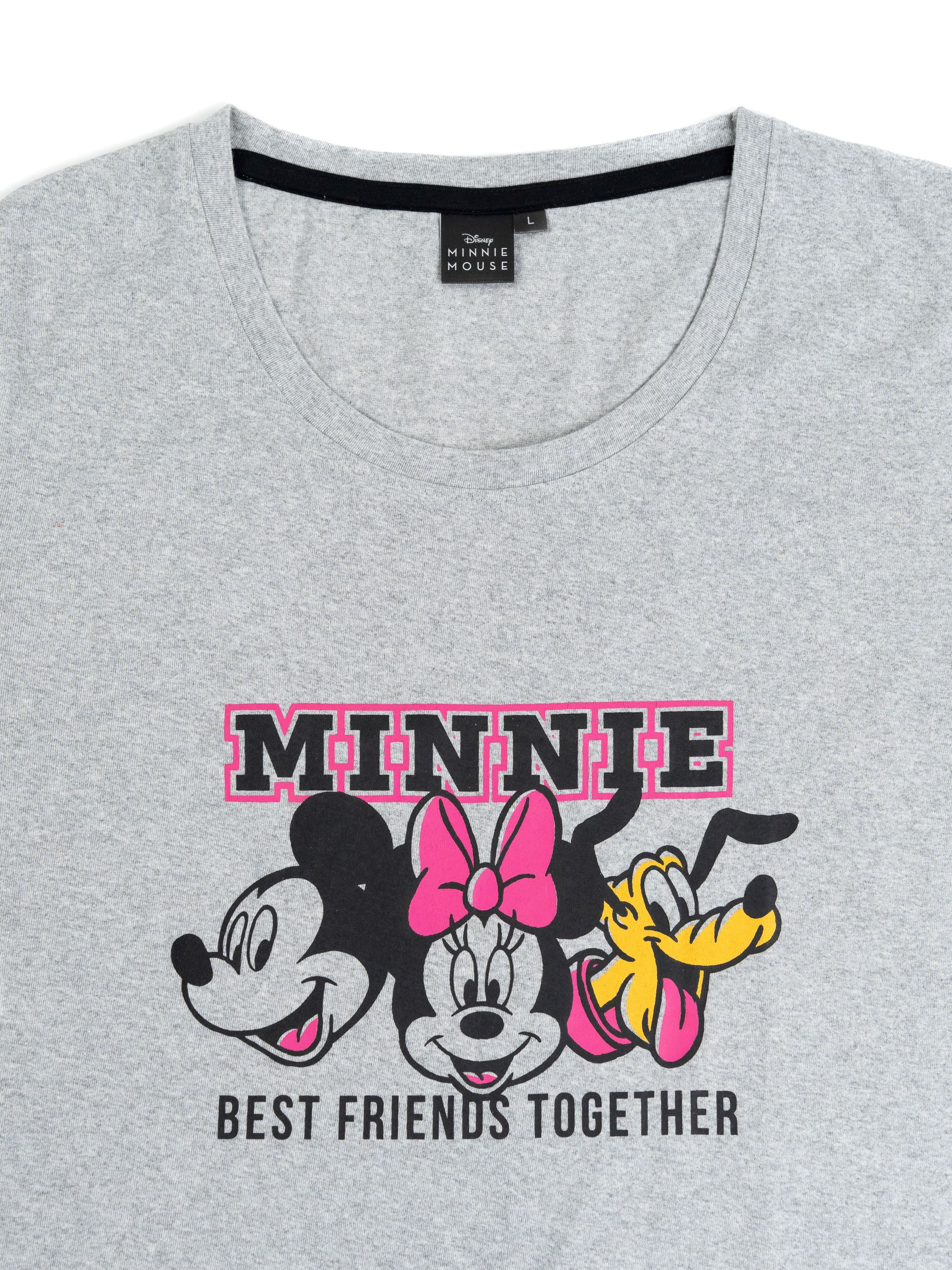 Graues T-Shirt mit Micky Maus, Minnie Maus und Pluto-Grafik.