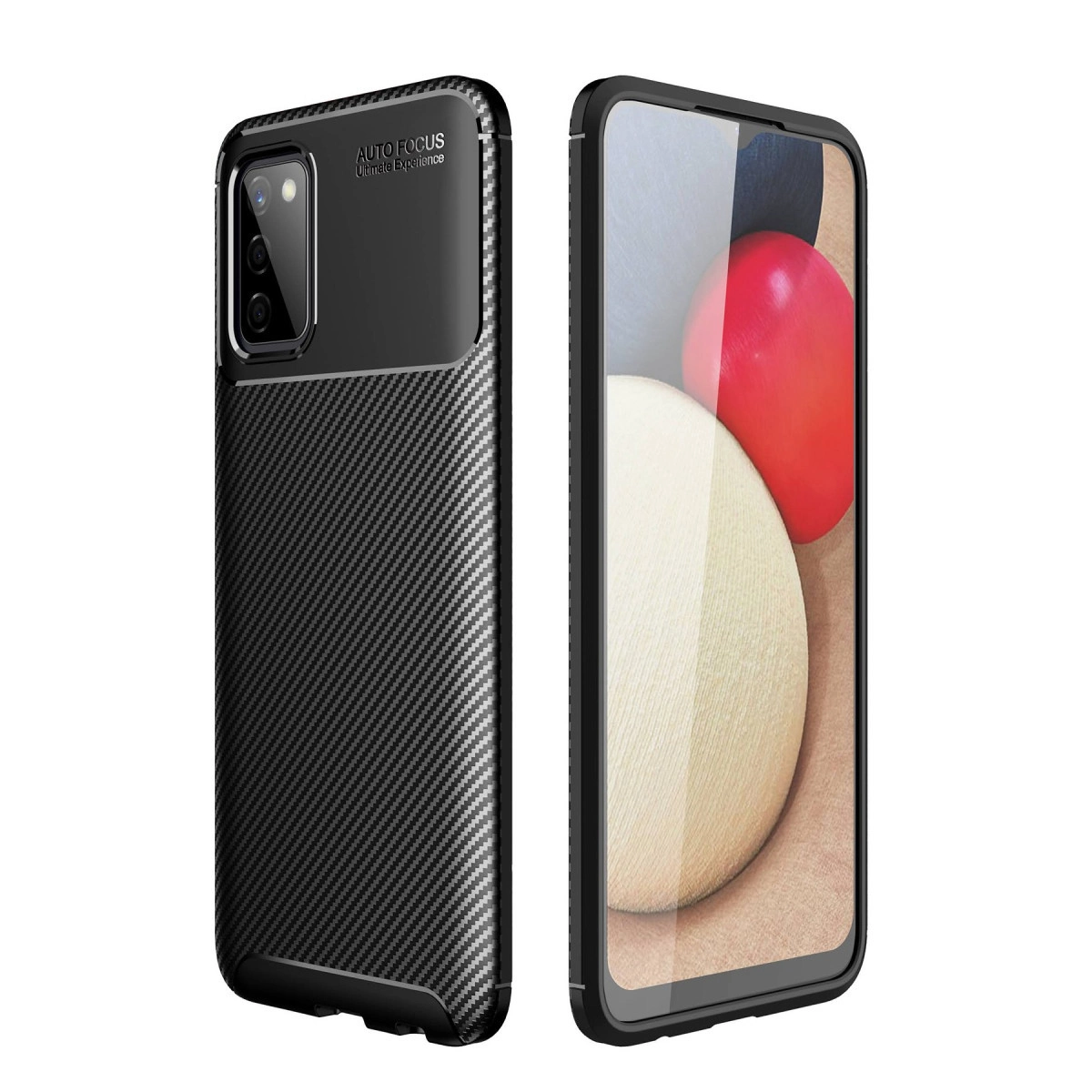 NEWFACE Samsung Galaxy A02S Uyumlu Auto Focus Karbon Kapak Telefon Kılıfı Siyah