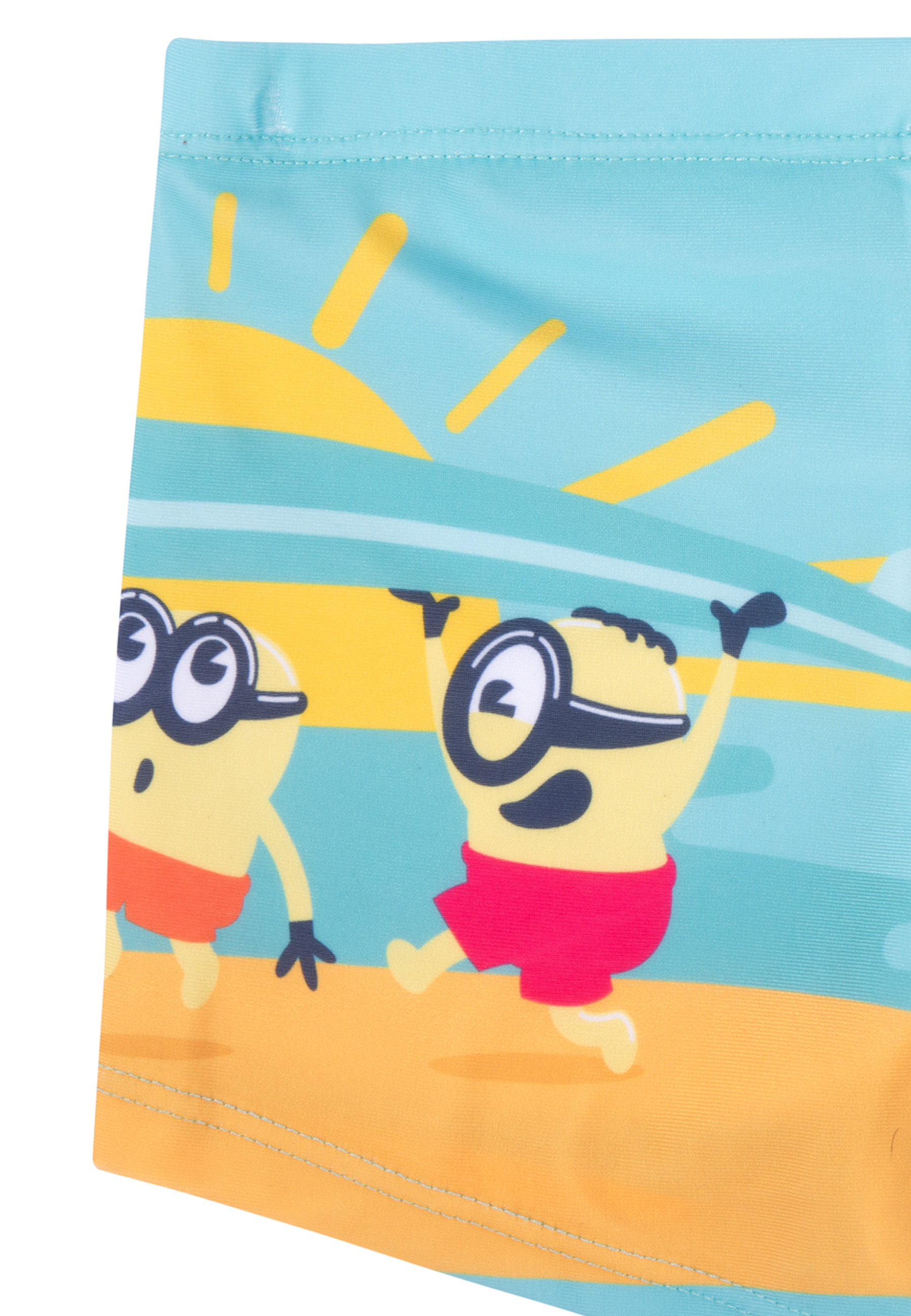 Minions mit Sonnenmuster auf Badehose.