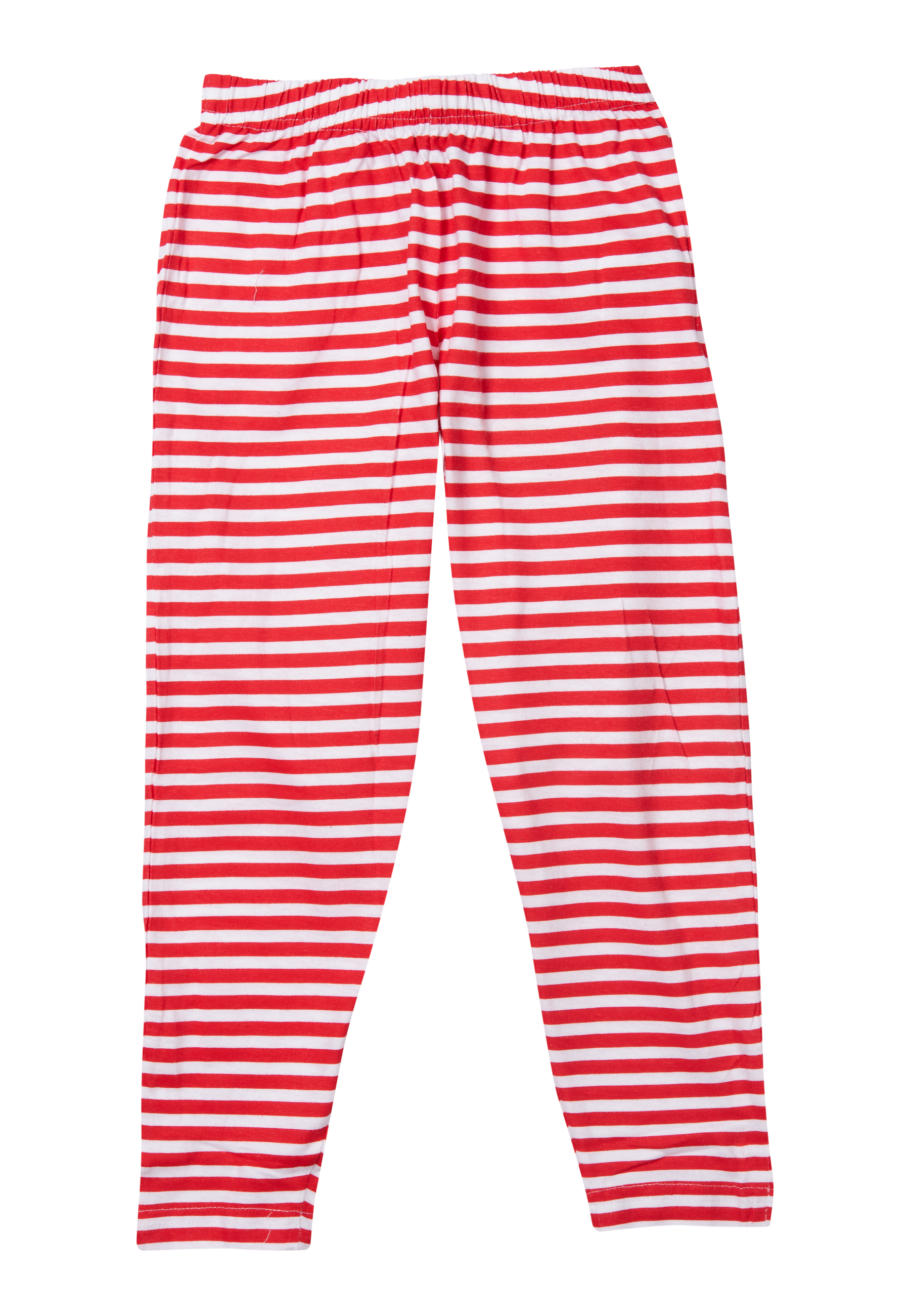 Eine Hose mit roten und weißen Streifen.
