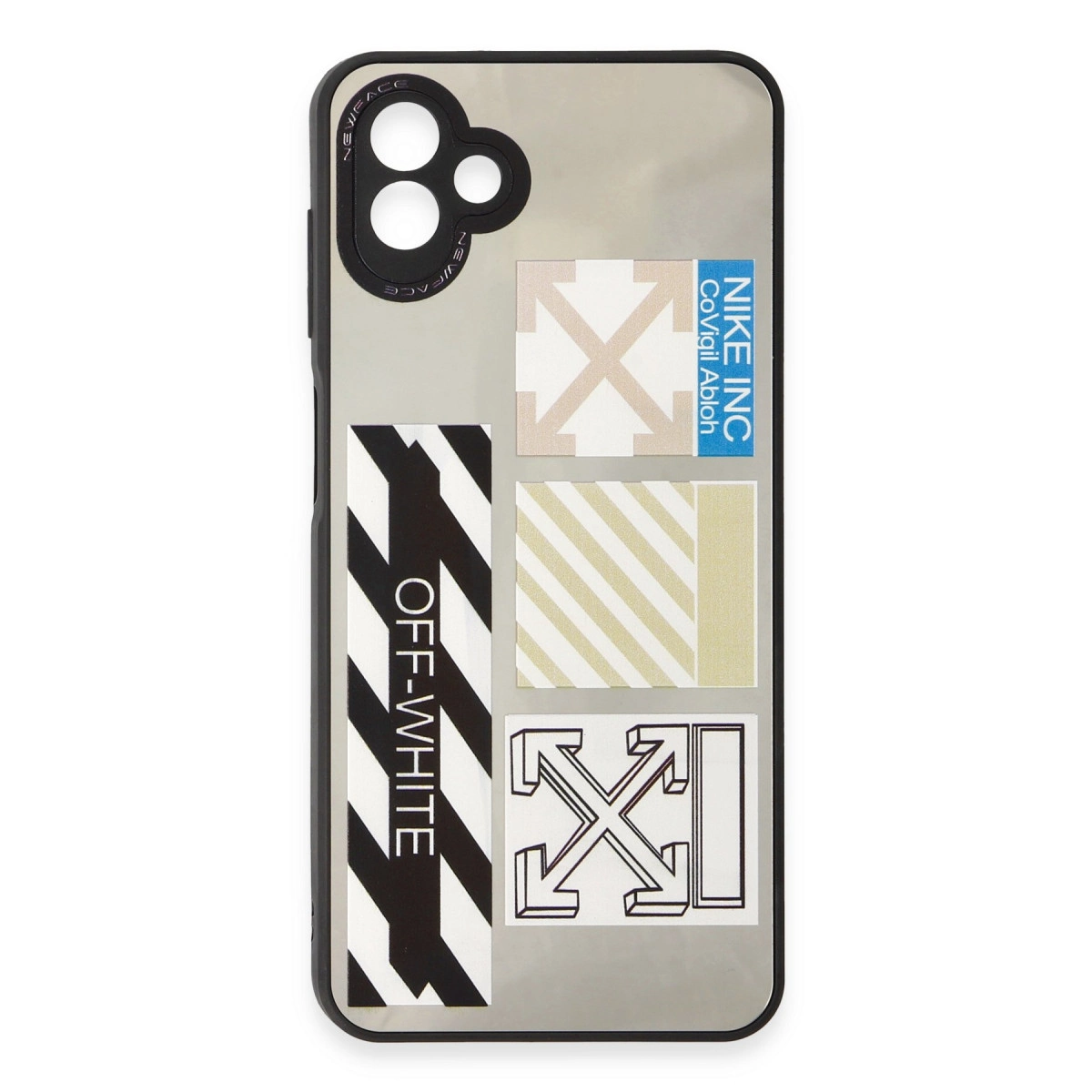 Off-White ve Nike çıkartmalı telefon kılıfı.