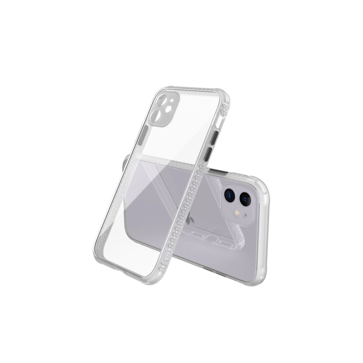 İki şeffaf telefon kılıfı, biri diğerinin üzerinde duruyor.