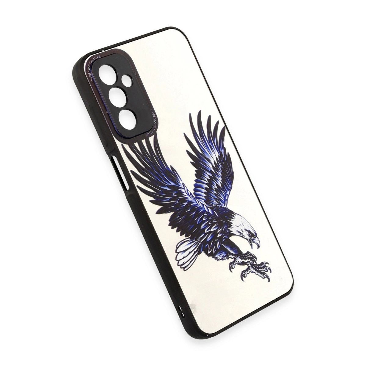 Beyaz zeminde uçan kartal tasarımlı telefon kılıfı.