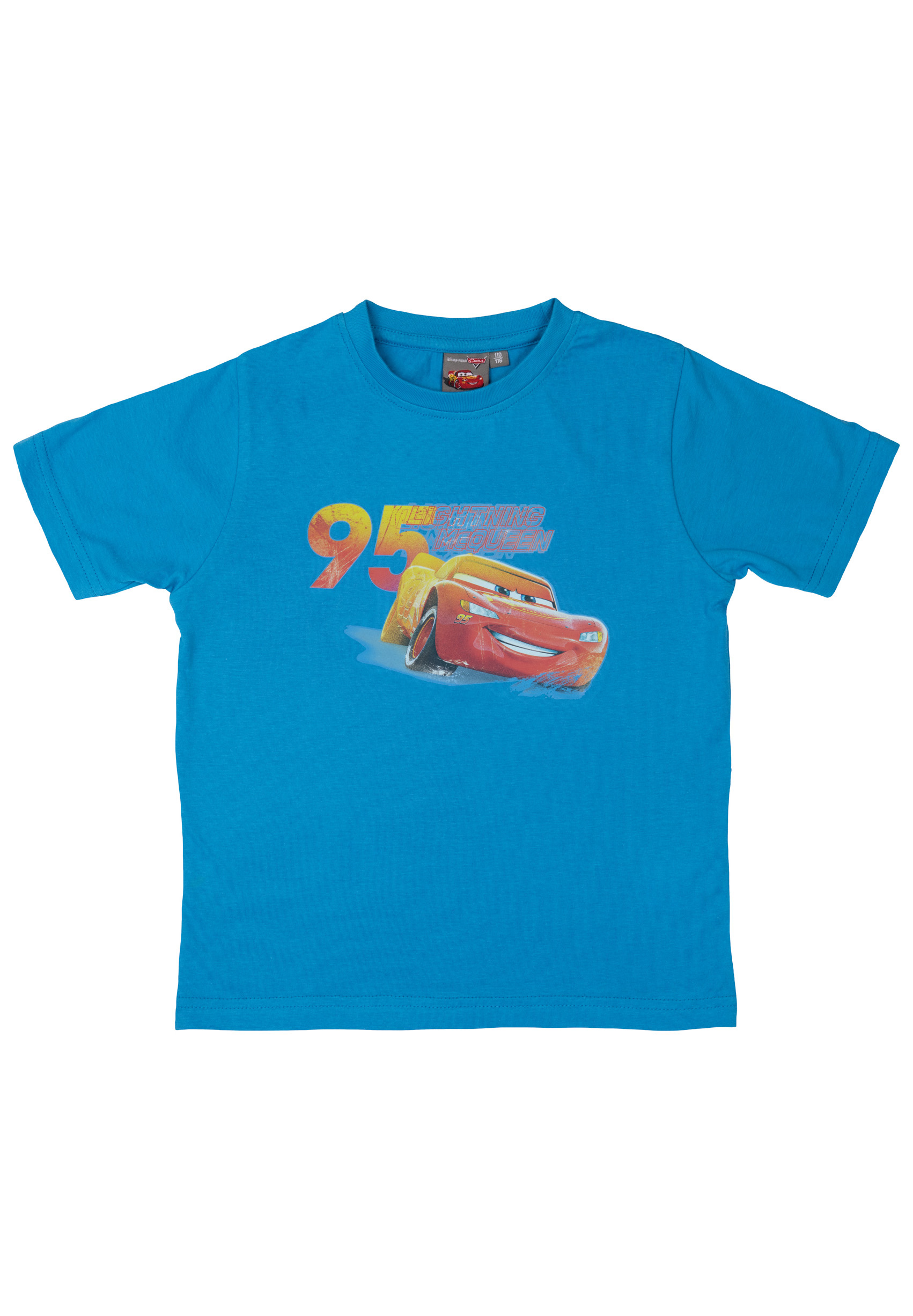 Ein blauer Kinderpullover mit Lightning McQueen und der Zahl 95.