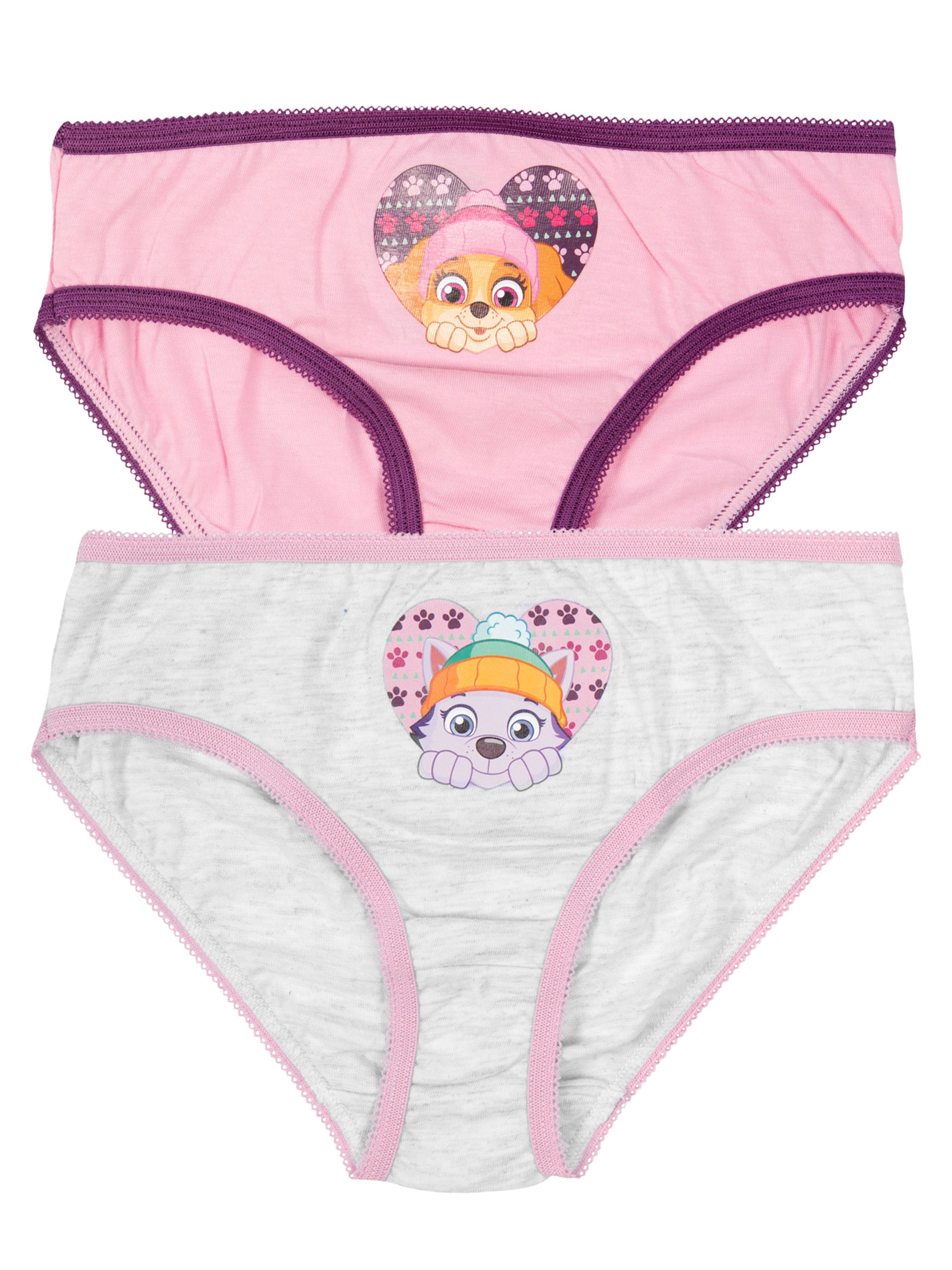 Zwei Unterhosen, eine rosa mit Skye, eine graue mit Everest, beide mit Herz-Print.