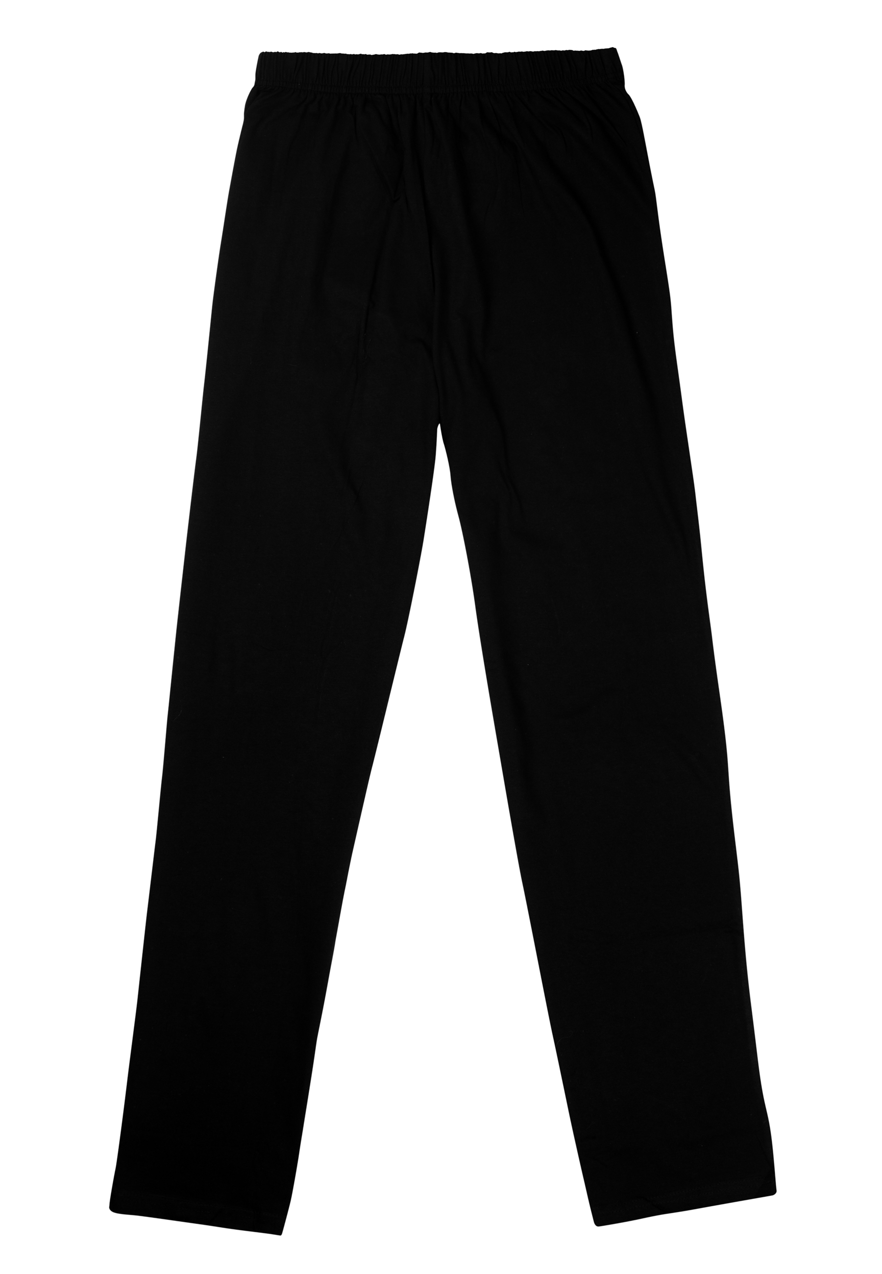 Schwarze Hose mit Gummizugbund, gerade geschnitten.