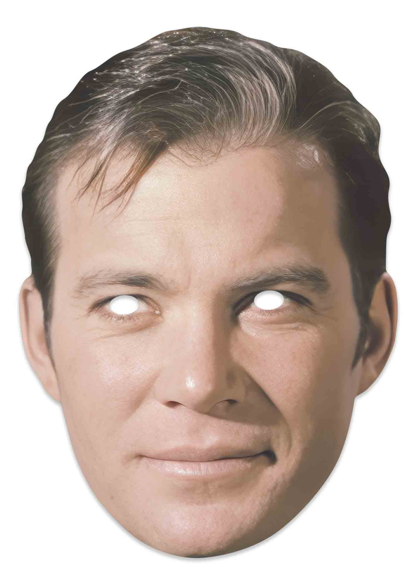 Eine Maske mit dem Gesicht eines Mannes mit weißen Augen.