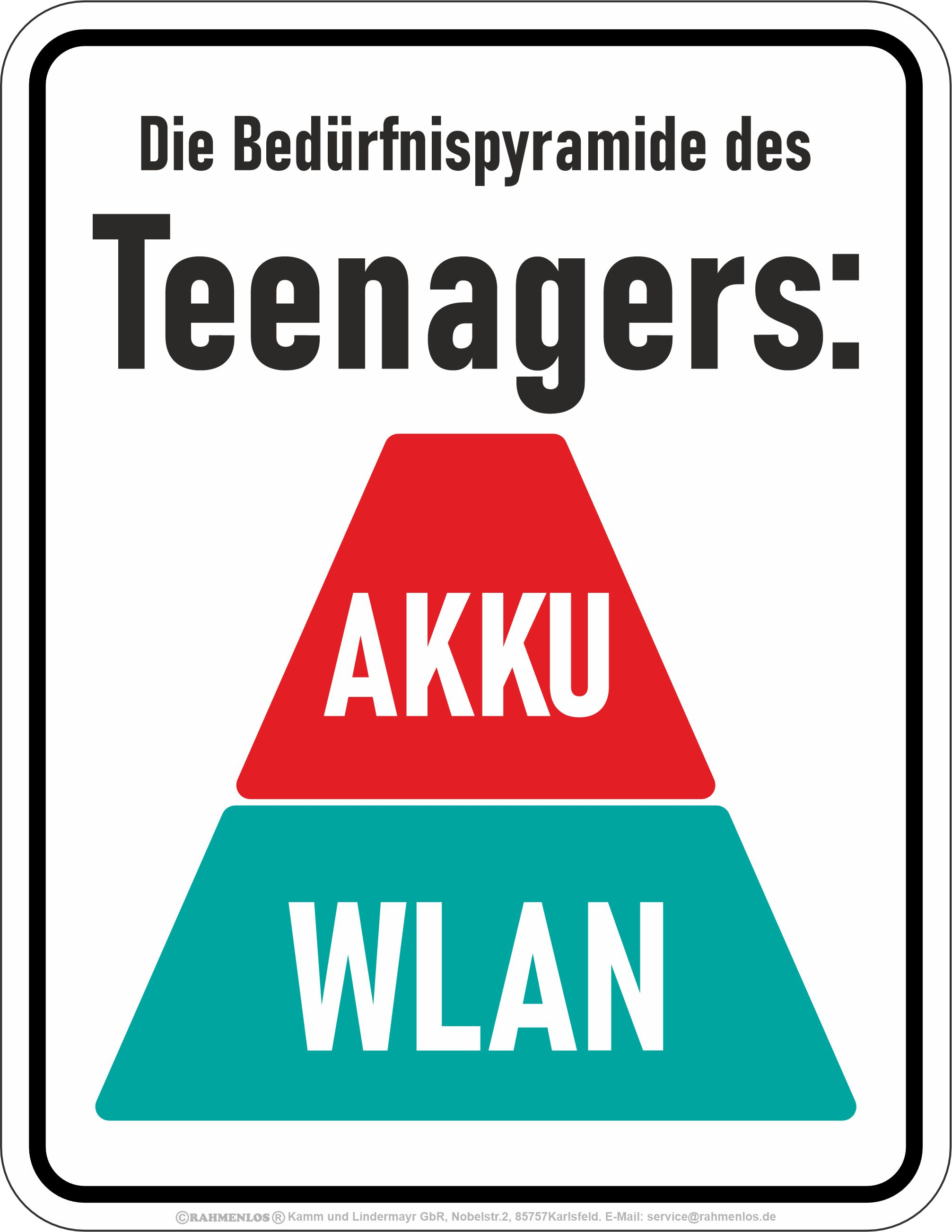 Die Bedürfnispyramide des Teenagers: AKKU, WLAN.