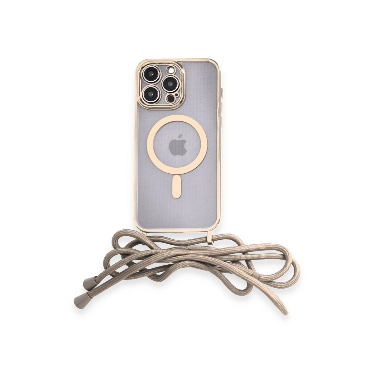 NEWFACE iPhone 14 Pro Uyumlu Divo Lazer Askılı Magsafe Kapak Telefon Kılıfı Gold