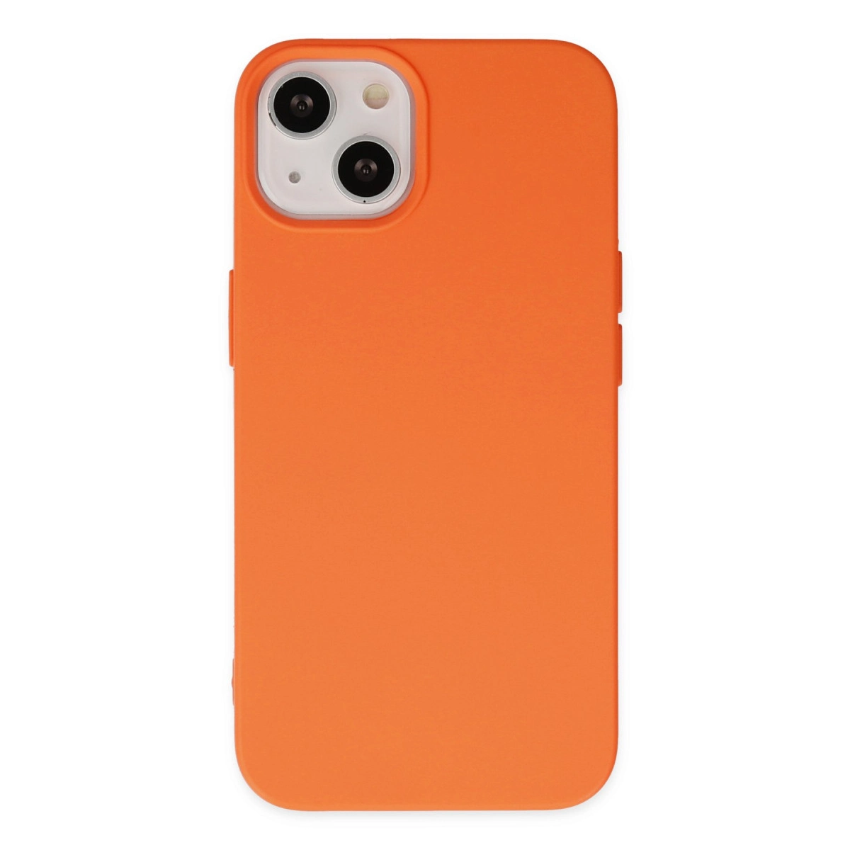 Kamera lens ünitesine sahip turuncu telefon kılıfı.