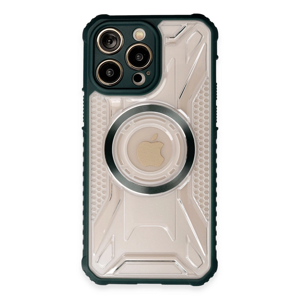 NEWFACE iPhone 13 Pro Uyumlu Prag Magneticsafe Kapak Telefon Kılıfı Koyu Yeşil