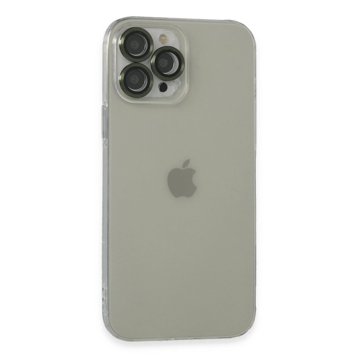 NEWFACE iPhone 13 Pro Max Uyumlu Luko Lens Silikon Telefon Kılıfı Yeşil