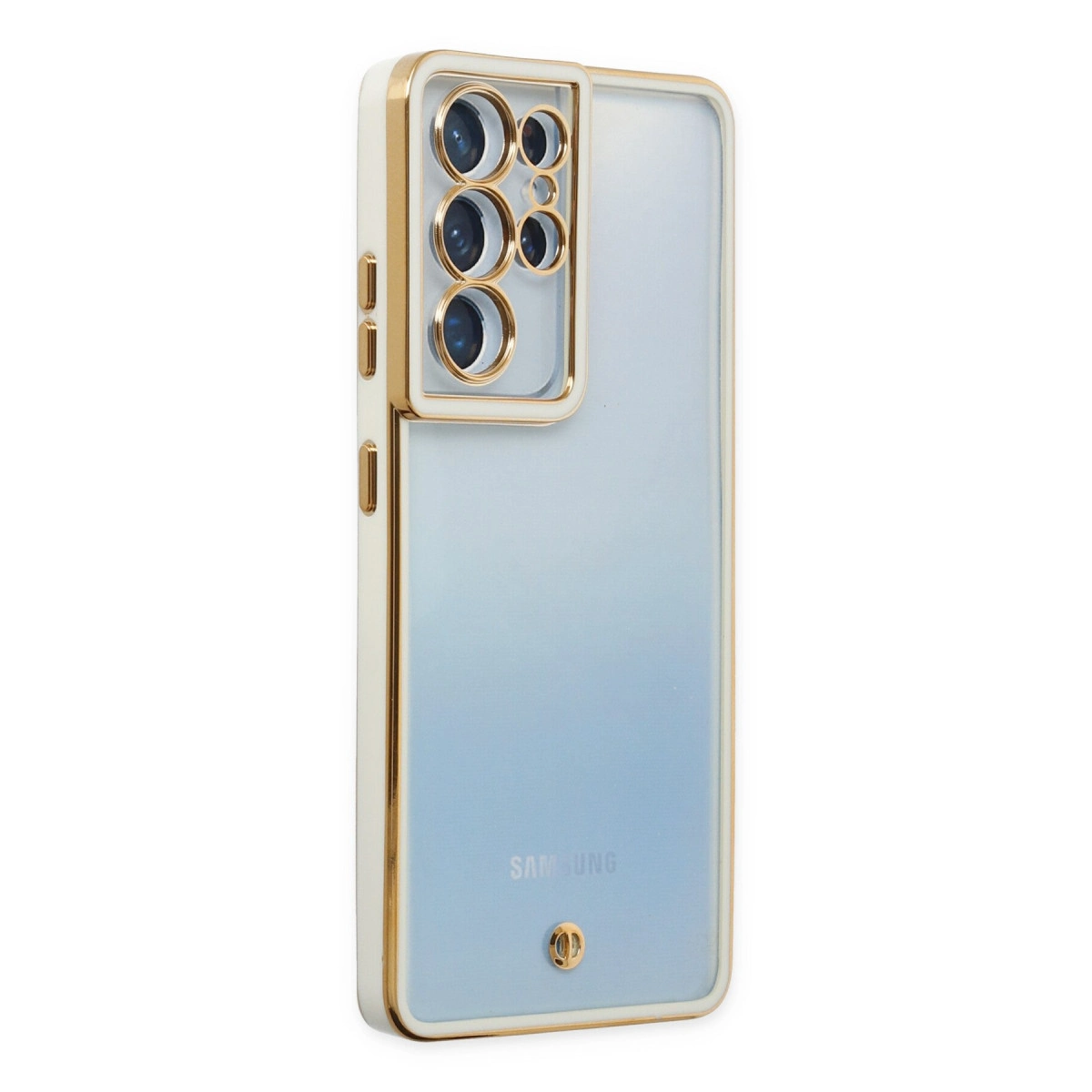 NEWFACE Samsung Galaxy S21 Ultra Uyumlu Liva Lens Silikon Telefon Kılıfı Beyaz