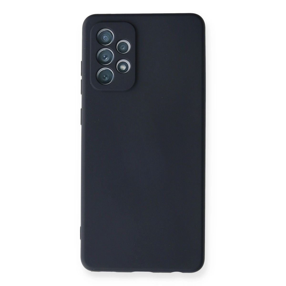 Beş lensli dikdörtgen kamera modülüne sahip koyu gri telefon kılıfı.