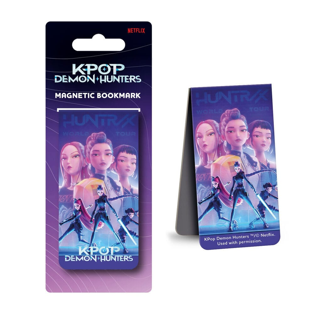 KPop Demon Hunters magnetischer Lesezeichen mit Anime-Charakteren.