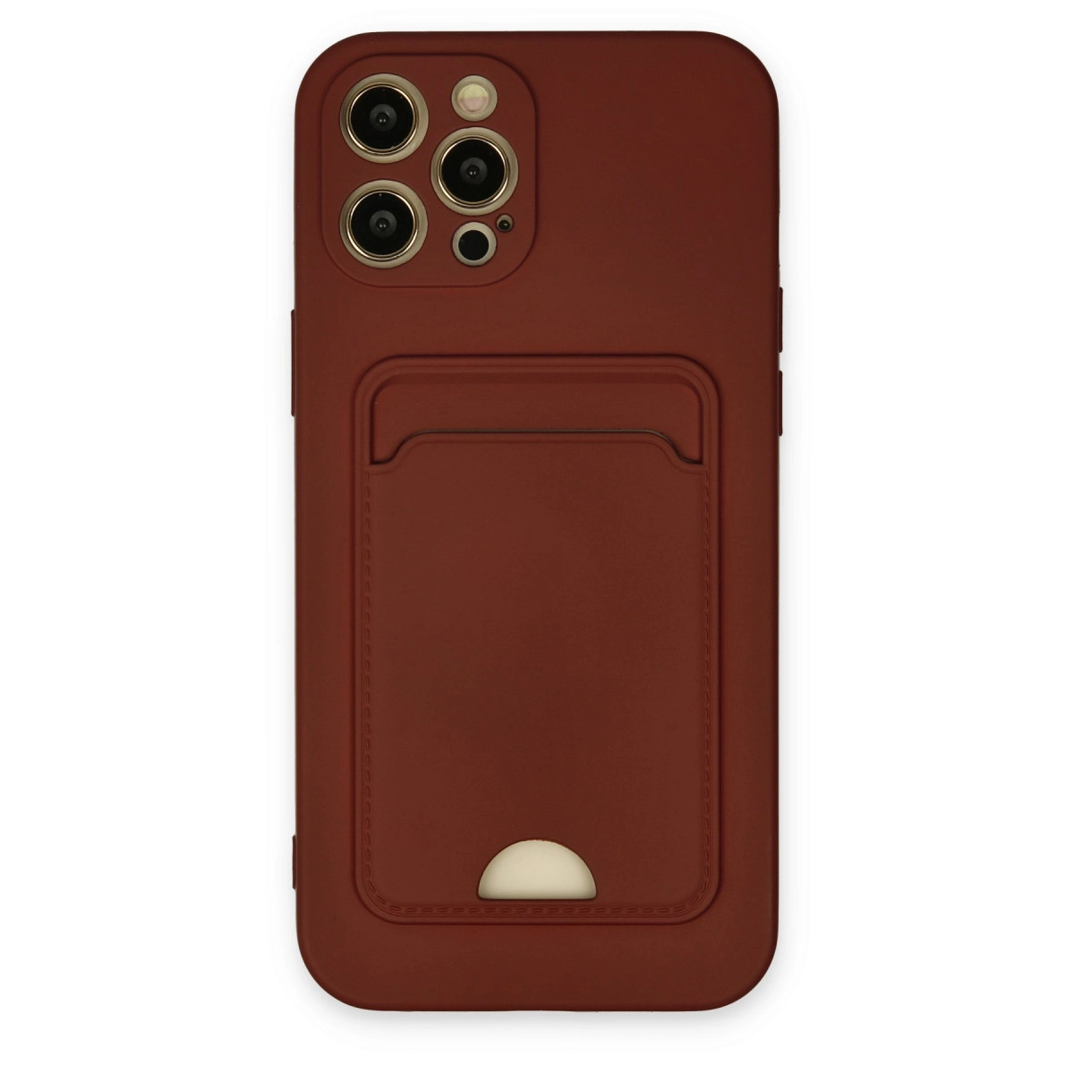 NEWFACE iPhone 12 Pro Max Uyumlu Kelvin Kartvizitli Silikon Telefon Kılıfı Bordo