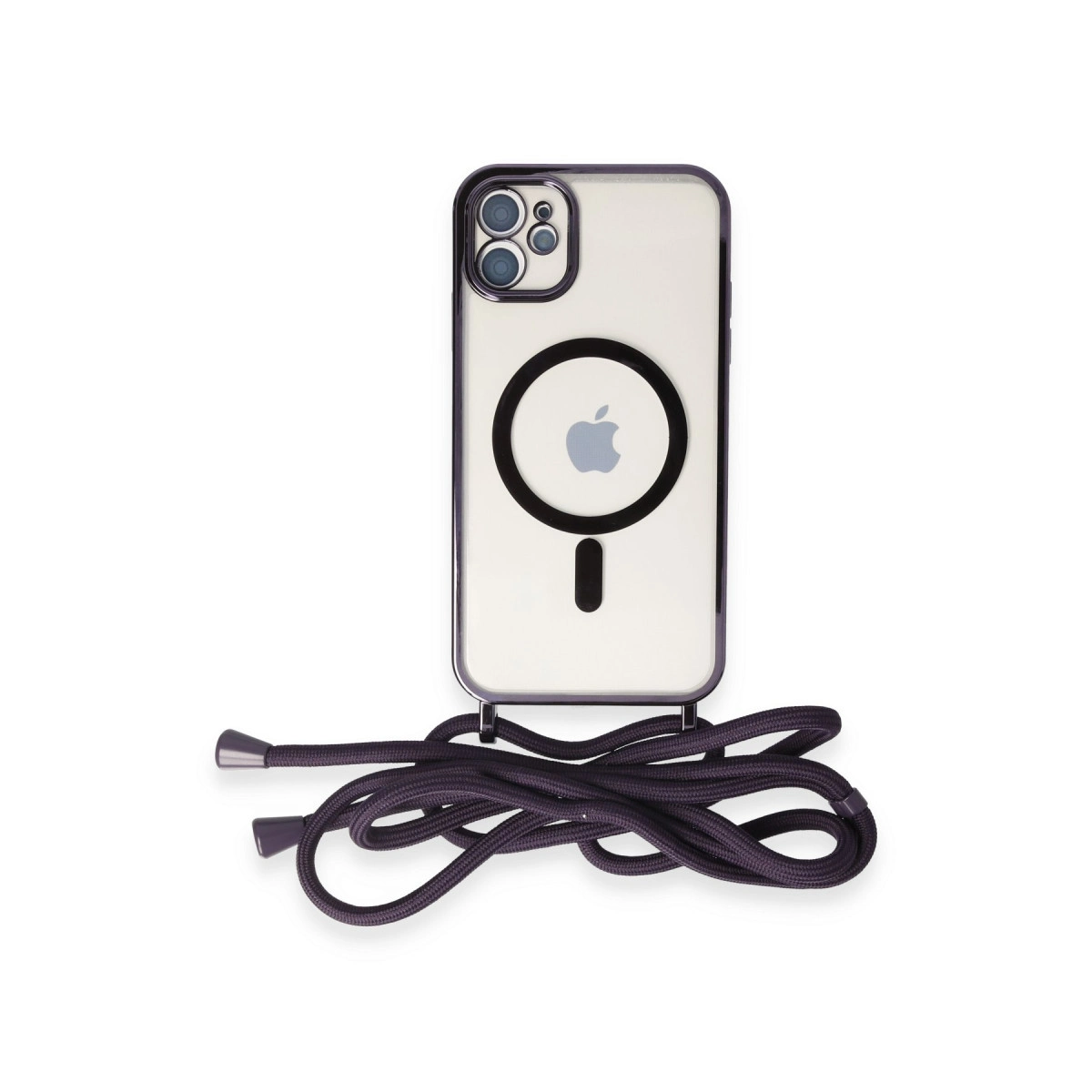 NEWFACE iPhone 11 Uyumlu Divo Lazer Askılı Magsafe Kapak Telefon Kılıfı Derin Mor
