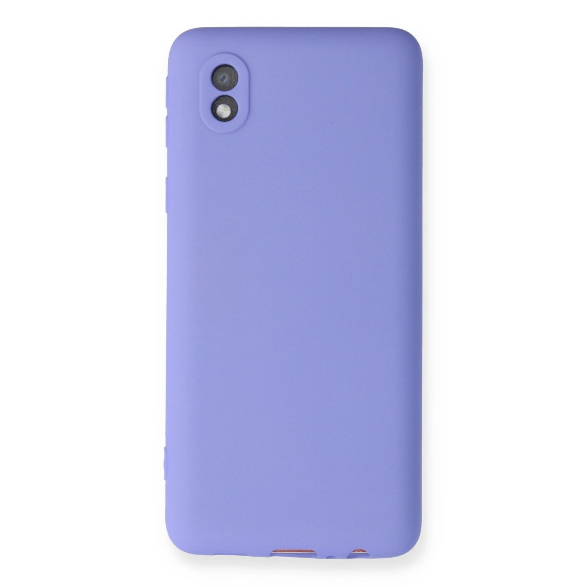 Arkada iki kamera lensli, leylak rengi telefon kılıfı.