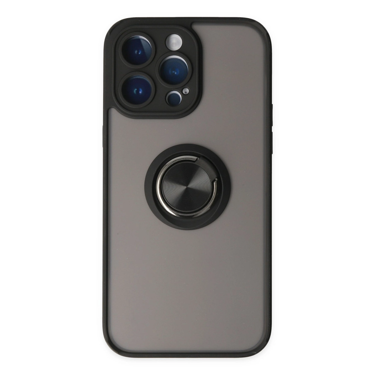NEWFACE iPhone 14 Pro Uyumlu Montreal Yüzüklü Silikon Kapak Telefon Kılıfı Siyah