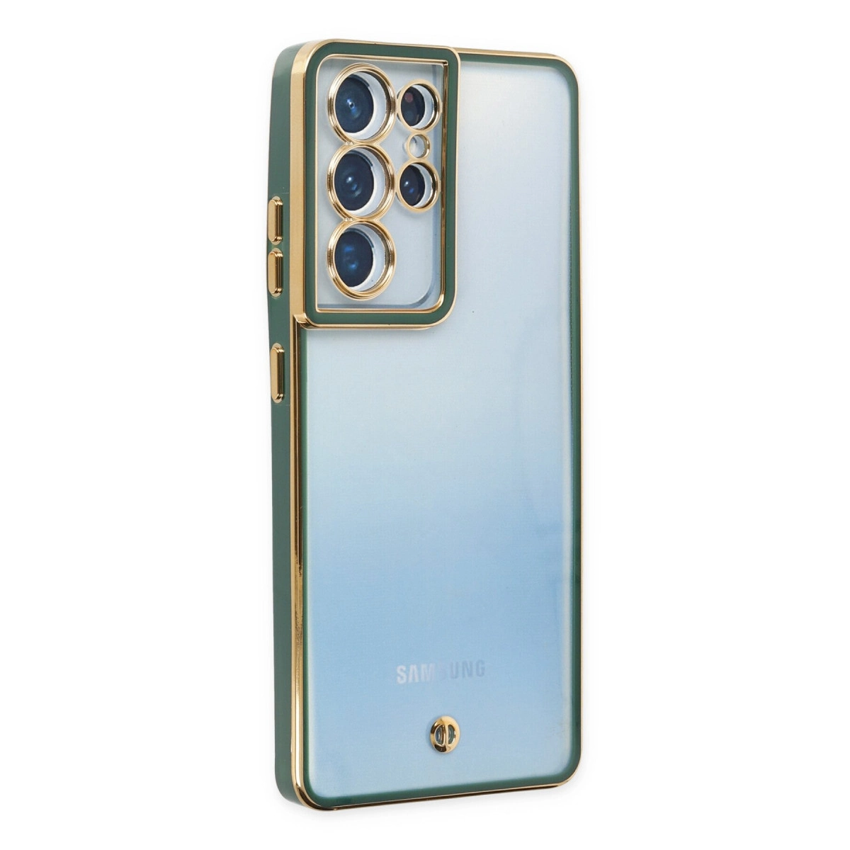 NEWFACE Samsung Galaxy S21 Ultra Uyumlu Liva Lens Silikon Telefon Kılıfı Yeşil