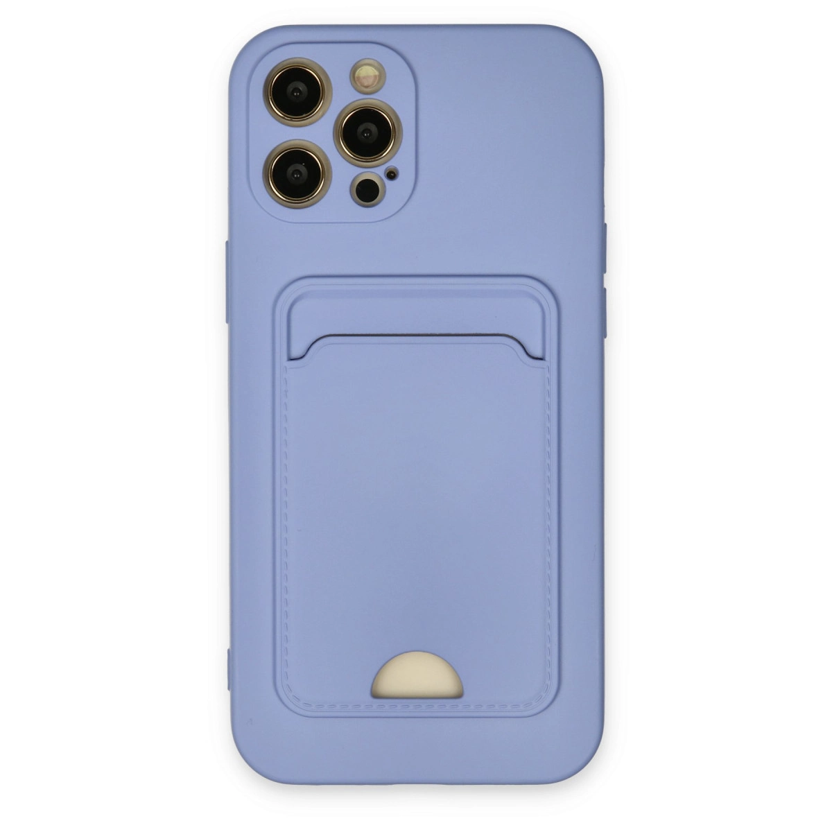 NEWFACE iPhone 12 Pro Max Uyumlu Kelvin Kartvizitli Silikon Telefon Kılıfı Lila
