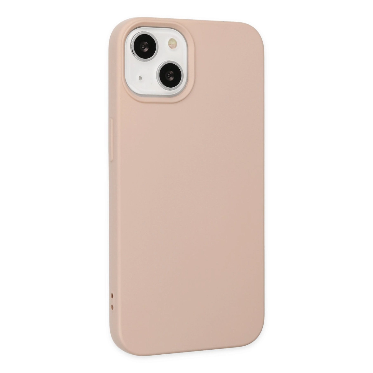 Çift lensli kamera kesimli pembe telefon kılıfı.