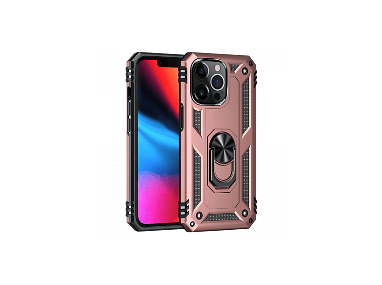 NEWFACE iPhone 14 Pro Uyumlu Sofya Yüzüklü Silikon Kapak Telefon Kılıfı Rose