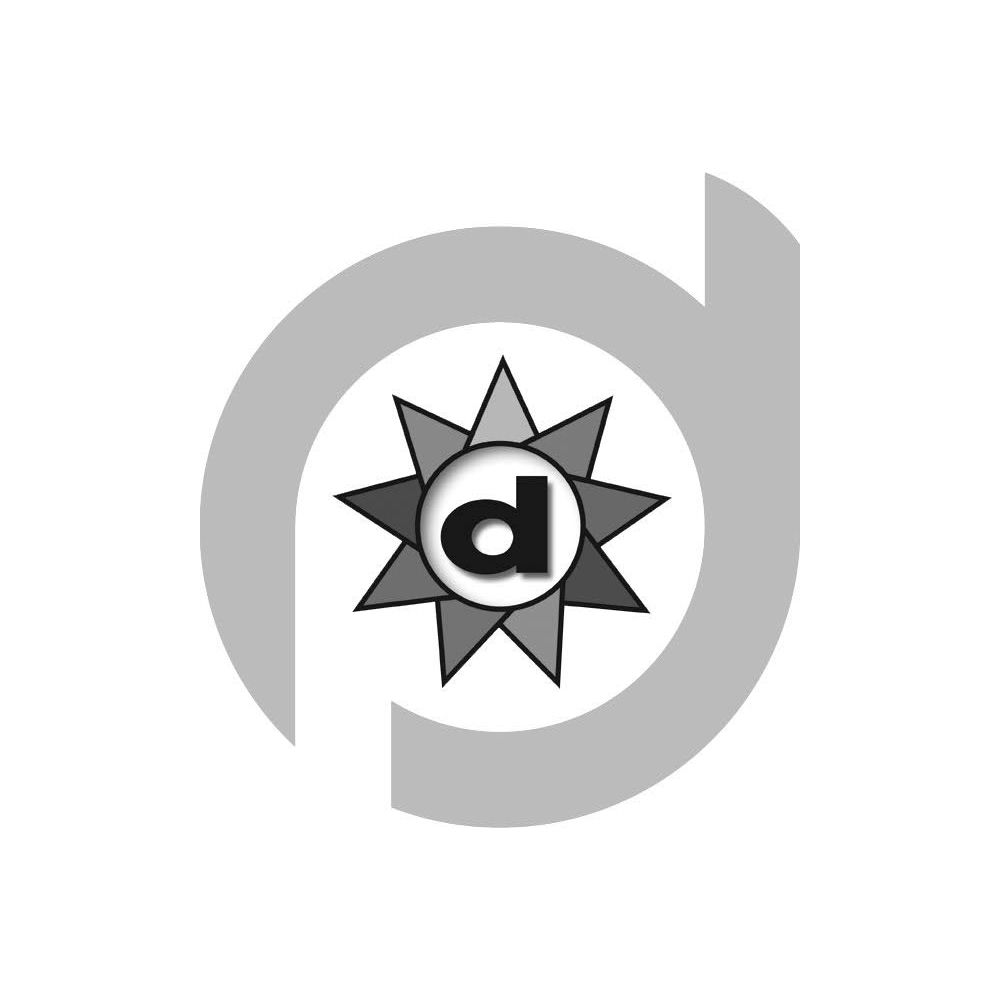 Ein grauer Kreis umschließt einen Stern mit einem schwarzen 'd' in der Mitte.