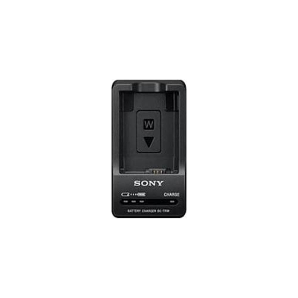 Cargador de batería Sony SC-TRW negro con indicador de carga.