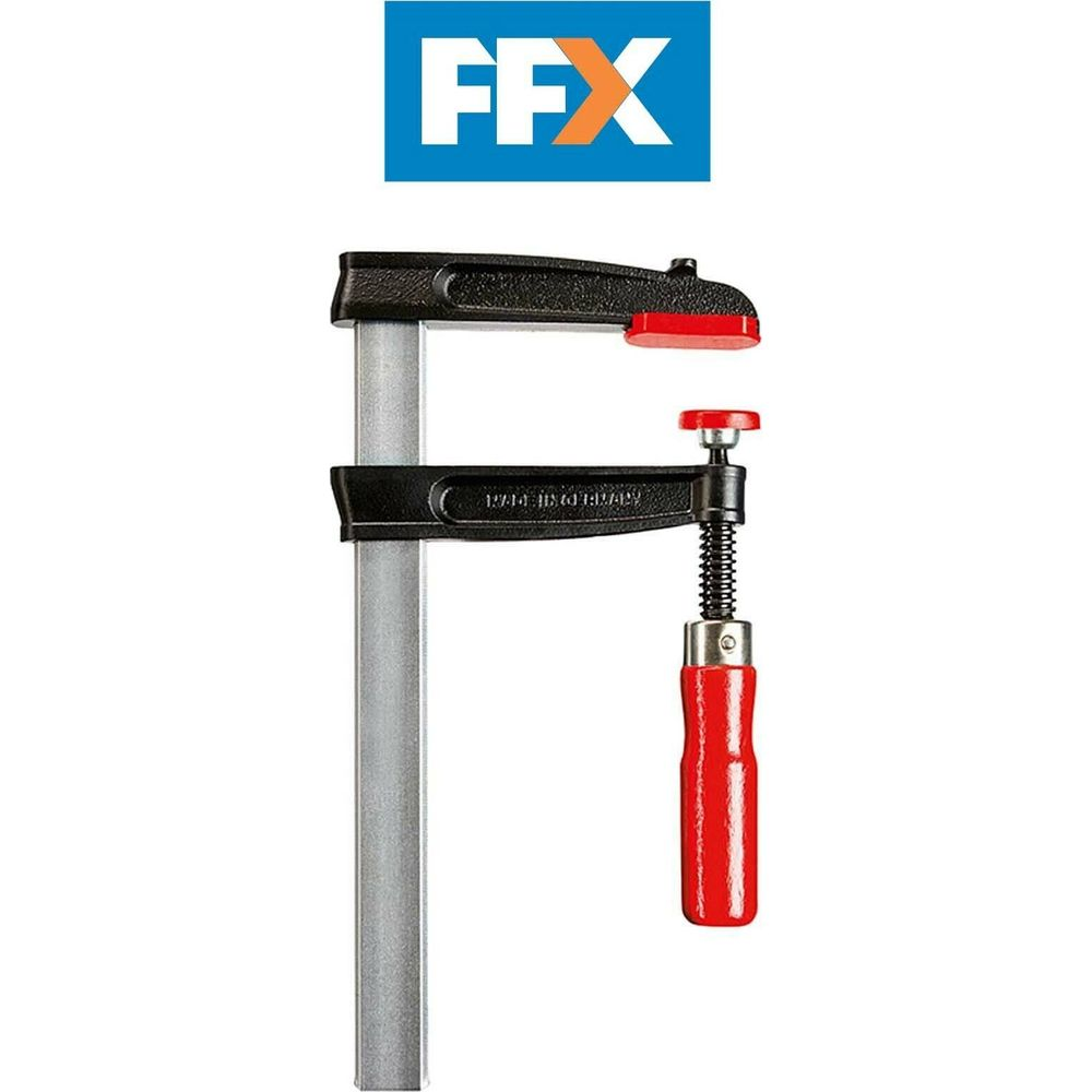 Ein F-Klemmbalken mit rotem Griff und FFX-Logo oben.