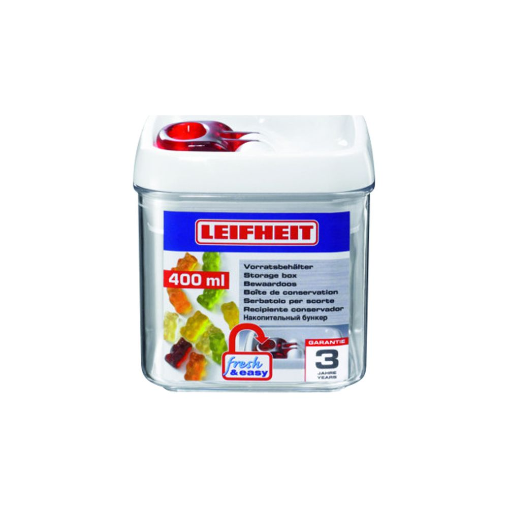 Leifheit Vorratsdose 400 ml mit bunten Gummibärchen.