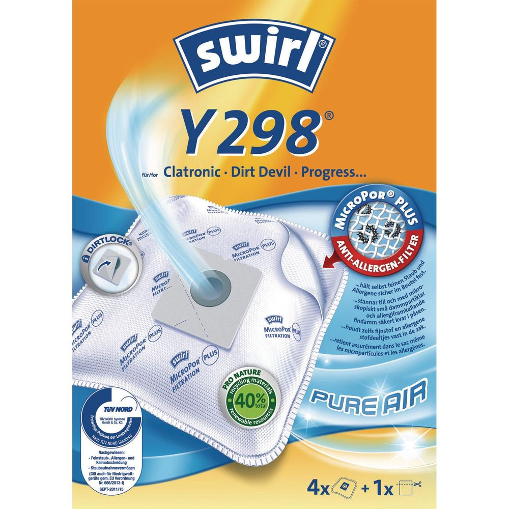Swirl Y298 Staubsaugerbeutel mit Anti-Allergen-Filter und Pure Air Technologie.